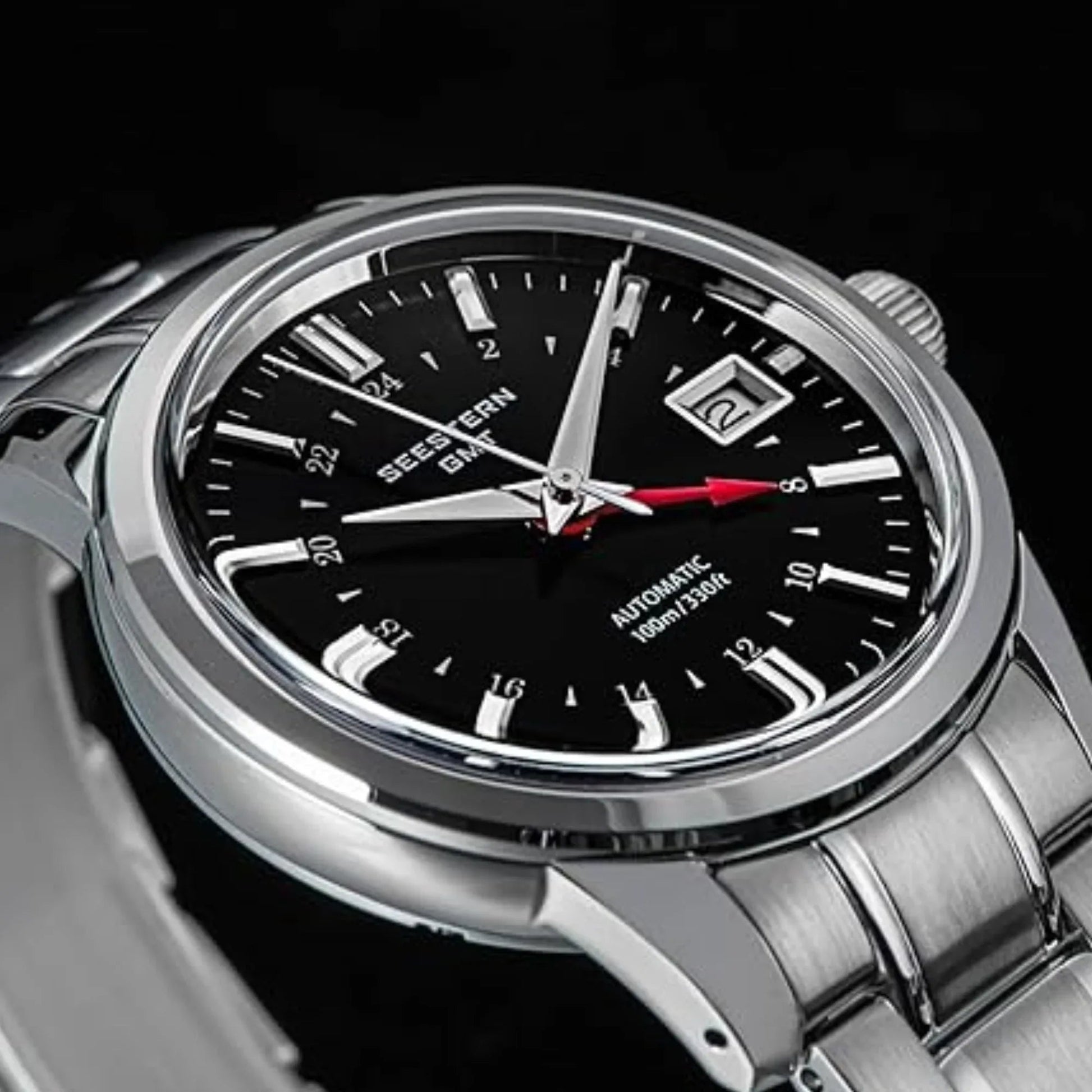 Seestern S446 GMT Watch Black Dial (Seiko NH34 GMT movement) - DREAM WATCHES