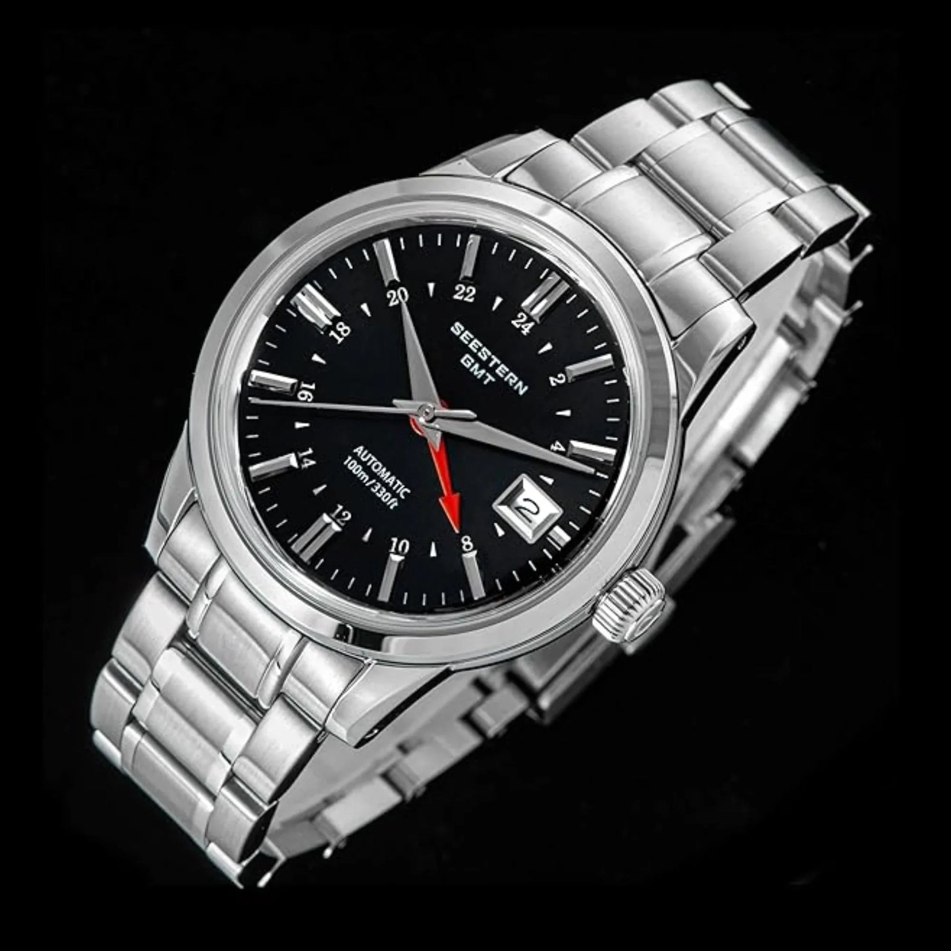Seestern S446 GMT Watch Black Dial (Seiko NH34 GMT movement) - DREAM WATCHES