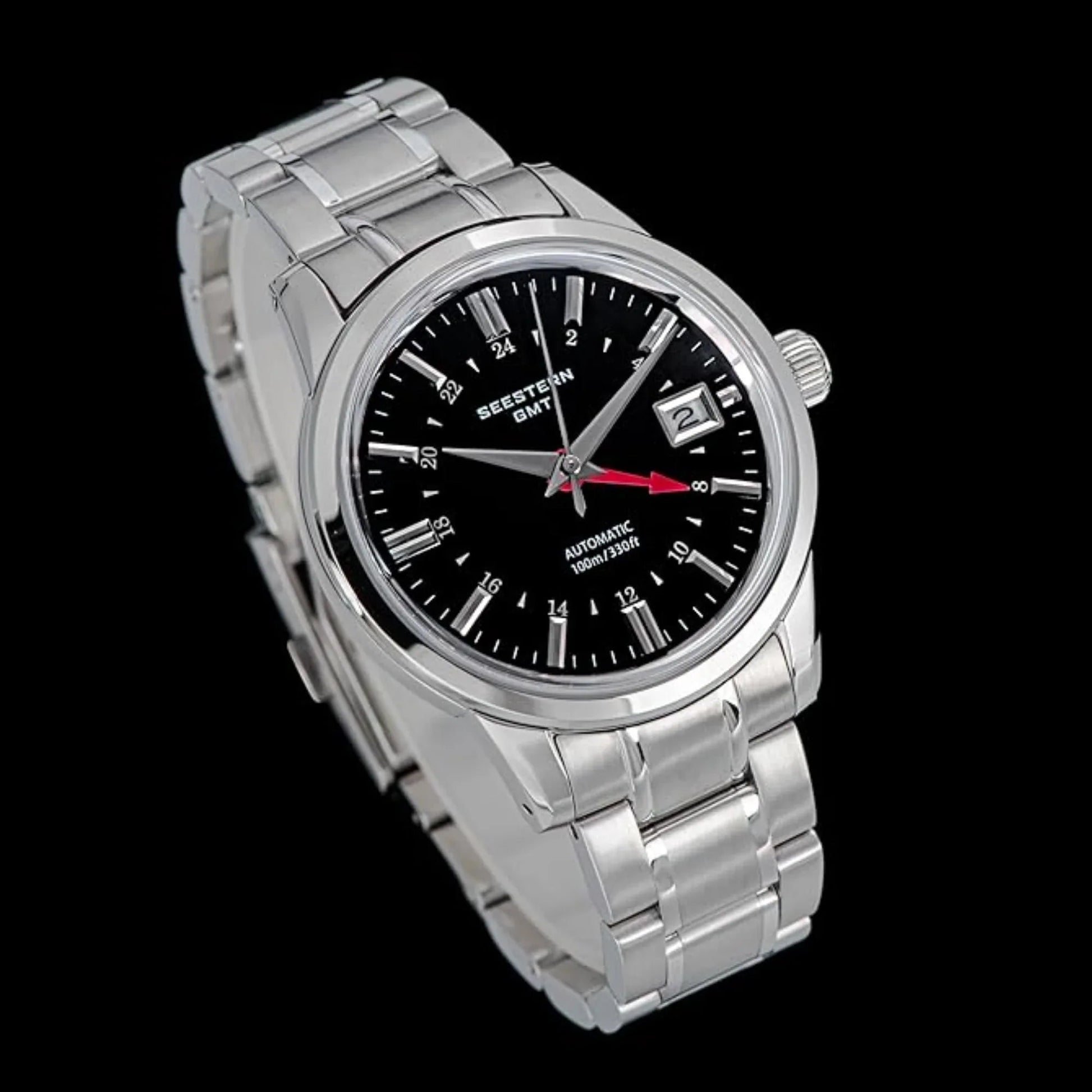 Seestern S446 GMT Watch Black Dial (Seiko NH34 GMT movement) - DREAM WATCHES