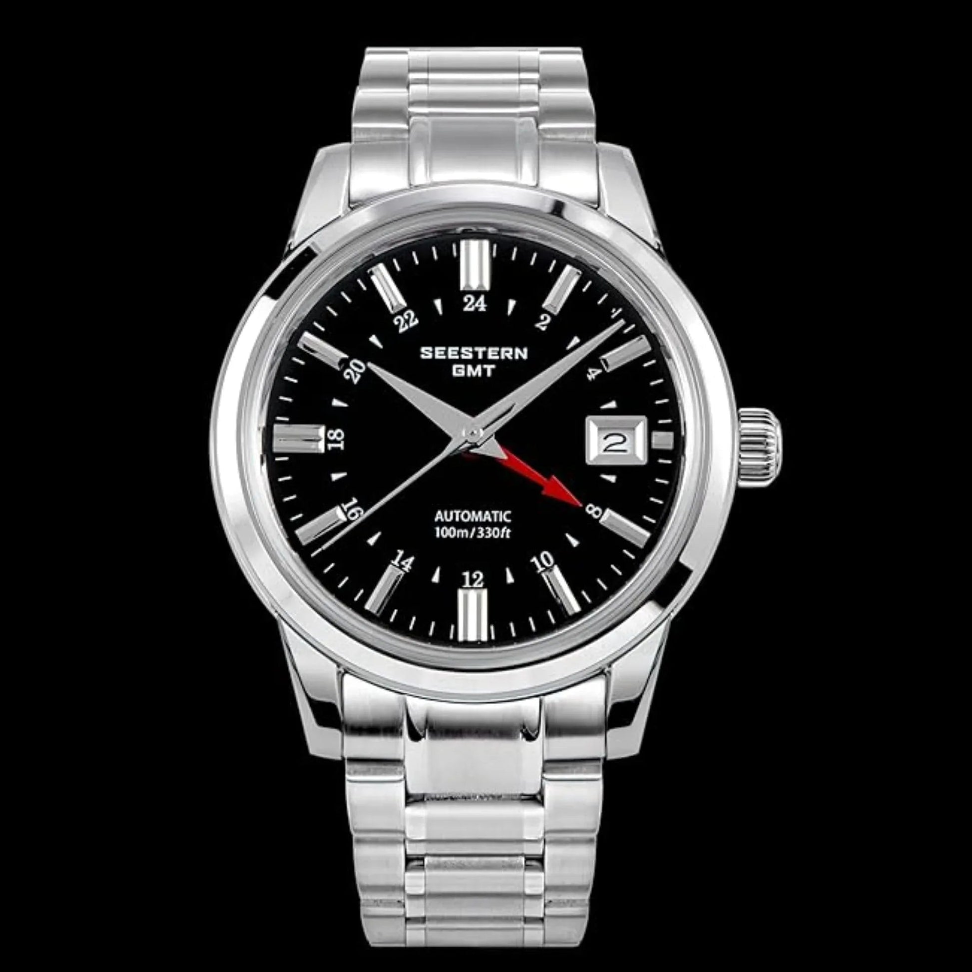 Seestern S446 GMT Watch Black Dial (Seiko NH34 GMT movement) - DREAM WATCHES