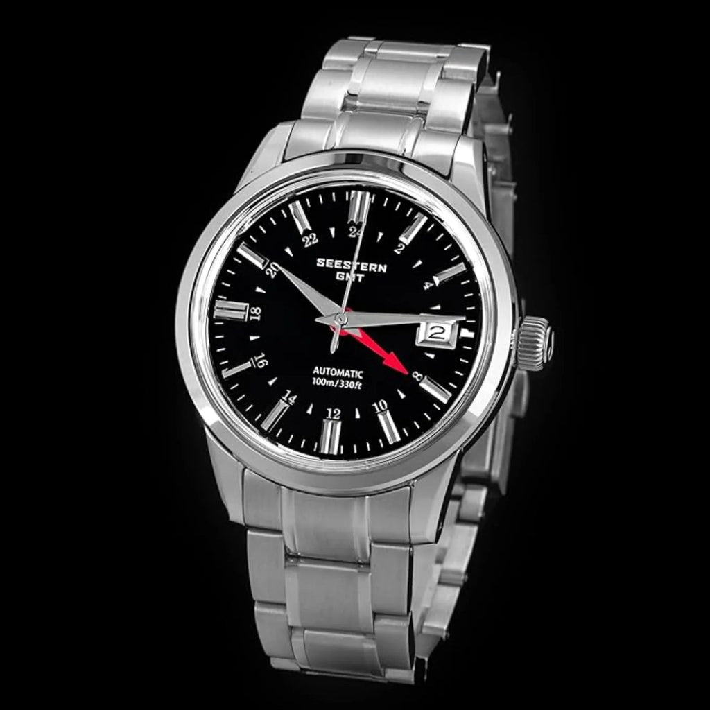 Seestern S446 GMT Watch Black Dial (Seiko NH34 GMT movement) - DREAM WATCHES