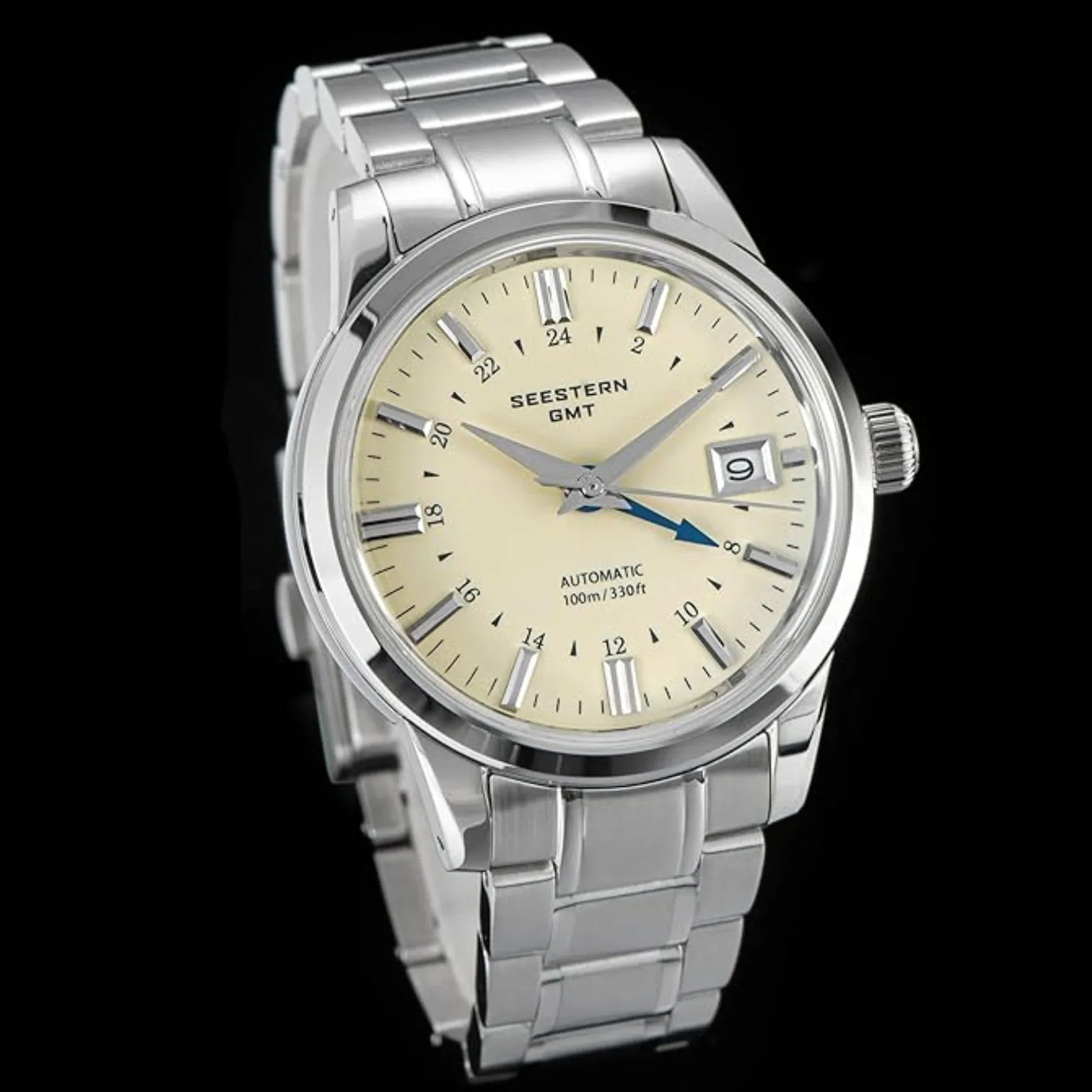 Seestern S446 GMT Watch Cream Dial (Seiko NH34 GMT movement) - DREAM WATCHES