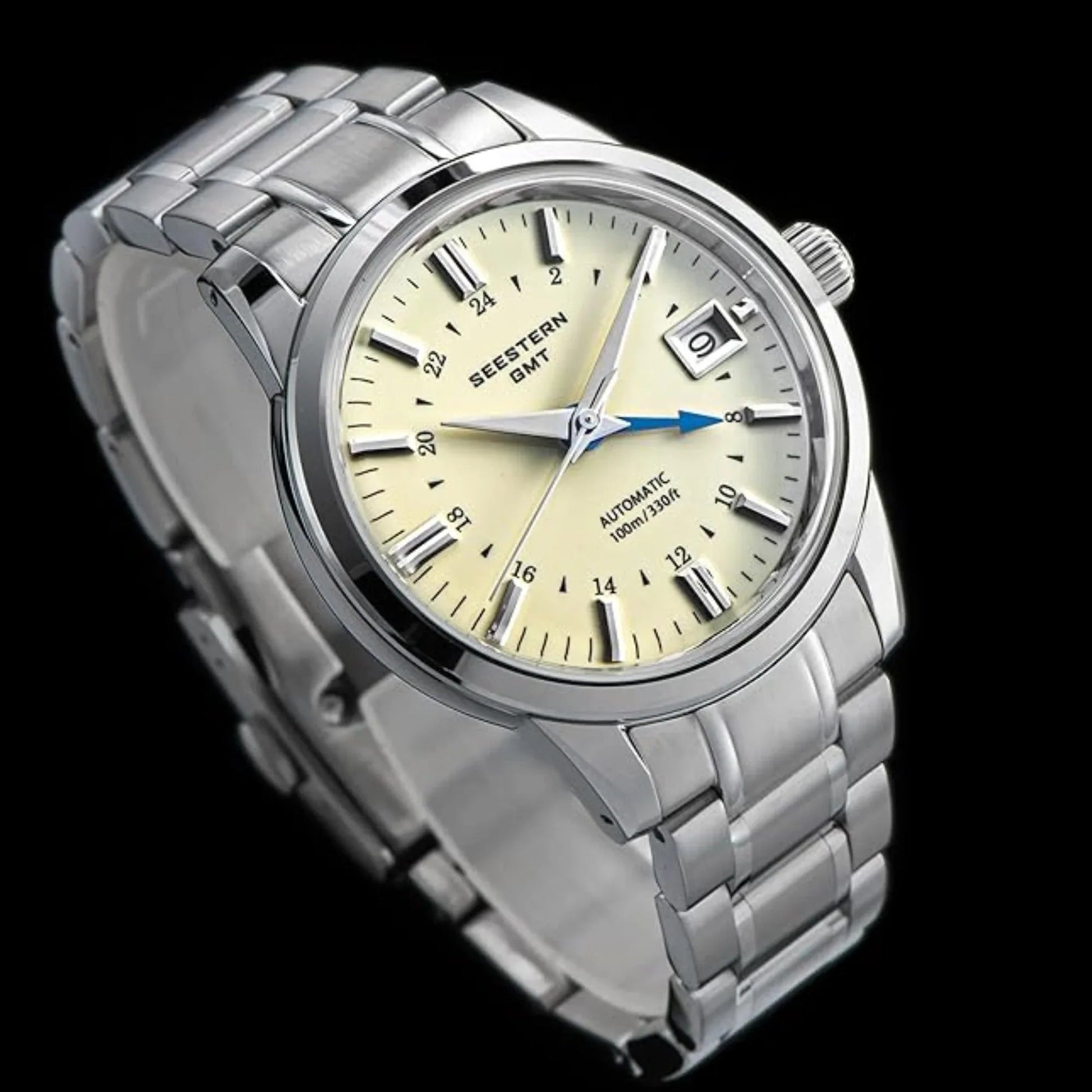 Seestern S446 GMT Watch Cream Dial (Seiko NH34 GMT movement) - DREAM WATCHES
