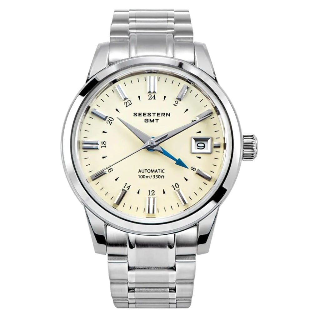 Seestern S446 GMT Watch Cream Dial (Seiko NH34 GMT movement) - DREAM WATCHES