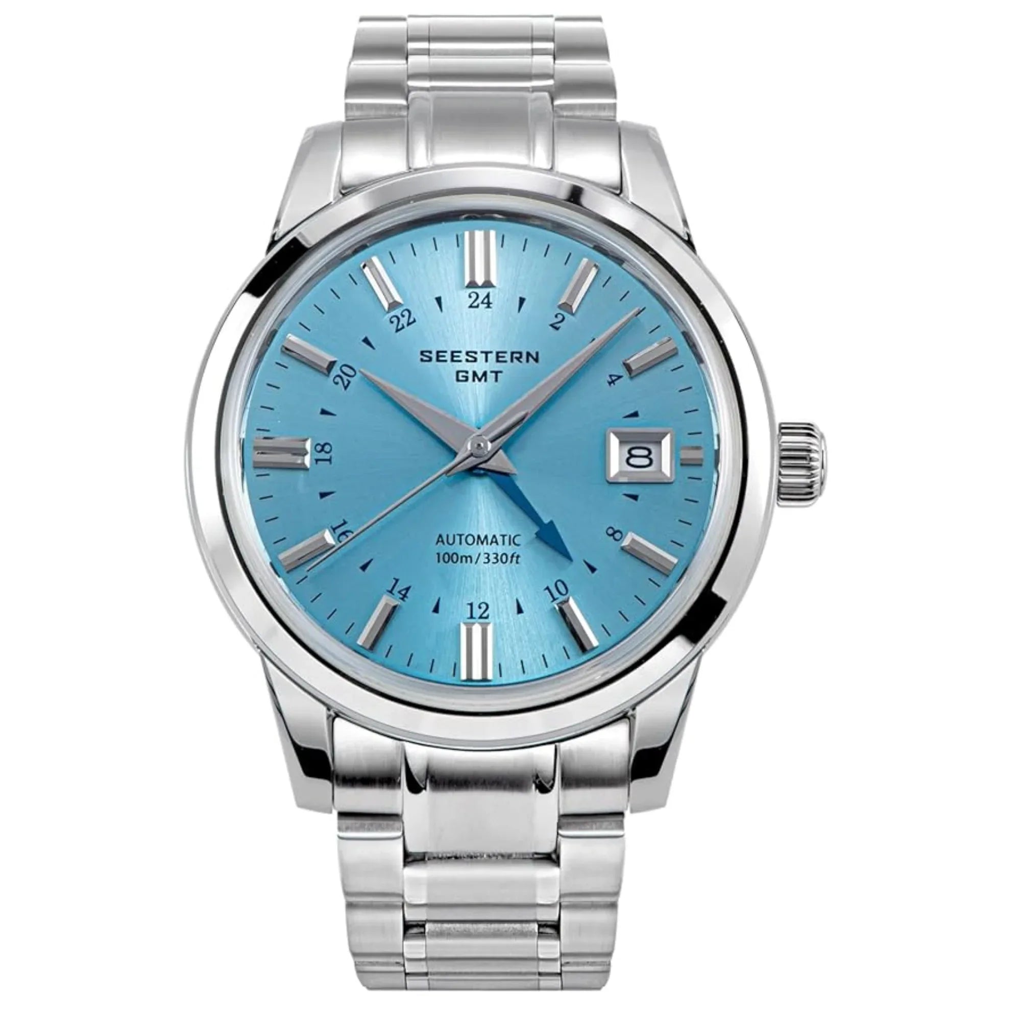Seestern S446 GMT Watch Ice Blue Dial (Seiko NH34 GMT movement) - DREAM WATCHES
