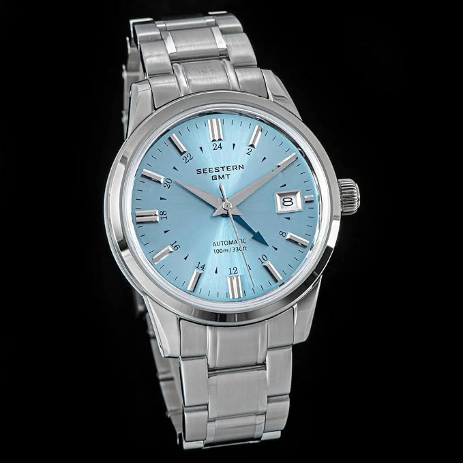 Seestern S446 GMT Watch Ice Blue Dial (Seiko NH34 GMT movement) - DREAM WATCHES