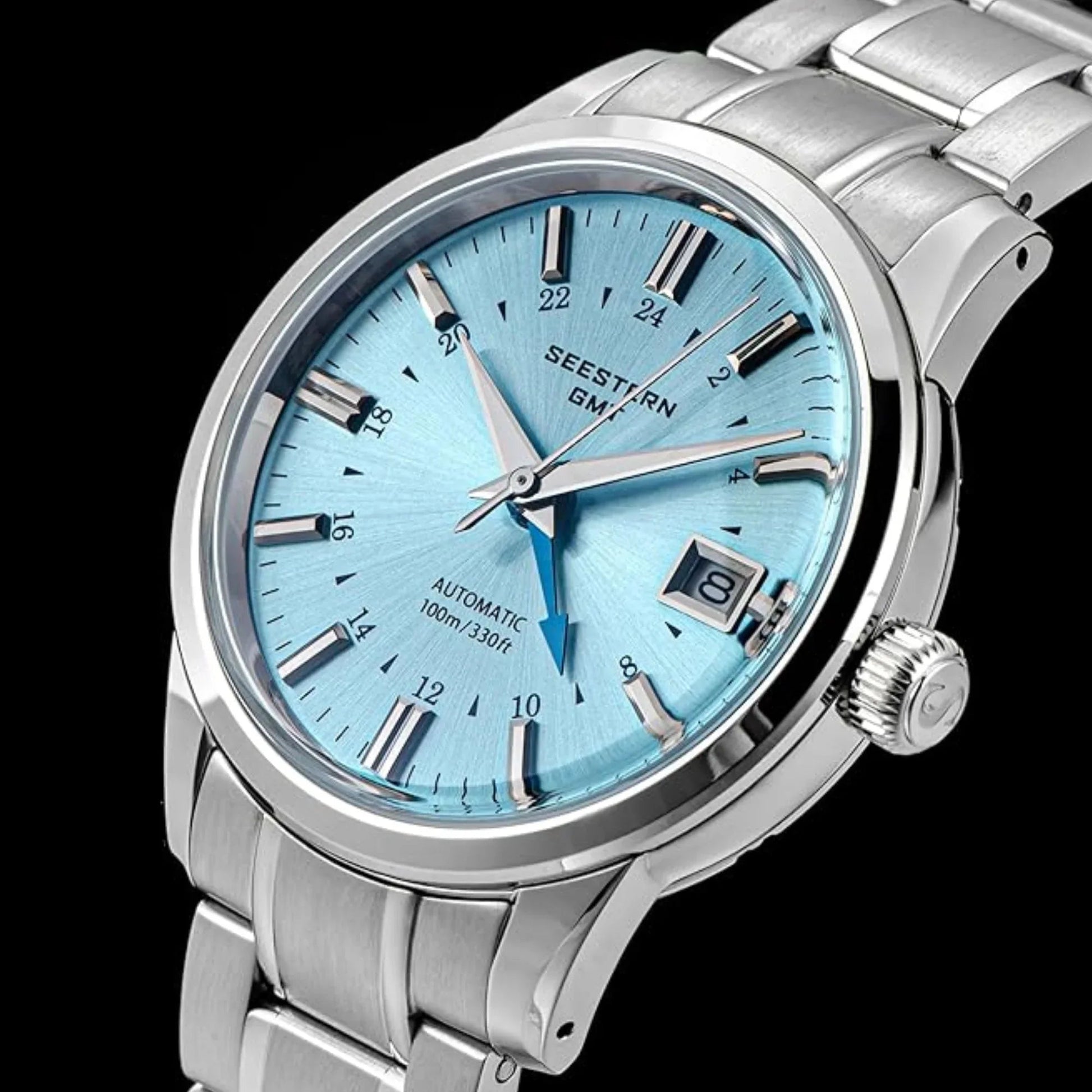 Seestern S446 GMT Watch Ice Blue Dial (Seiko NH34 GMT movement) - DREAM WATCHES