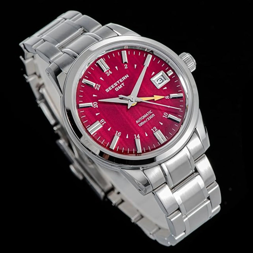 Seestern S446 GMT Watch Red Dial (Seiko NH34 GMT movement) - DREAM WATCHES