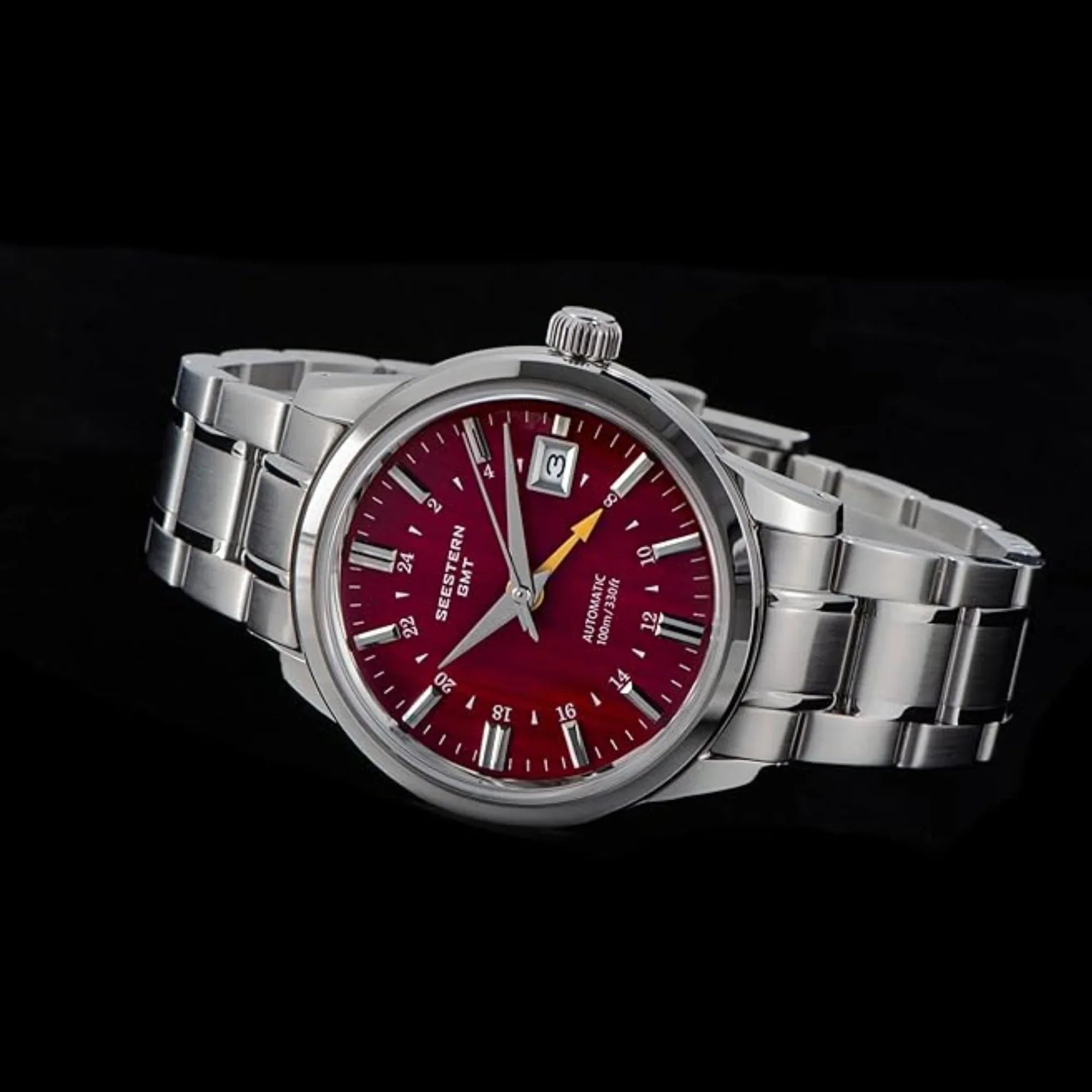 Seestern S446 GMT Watch Red Dial (Seiko NH34 GMT movement) - DREAM WATCHES