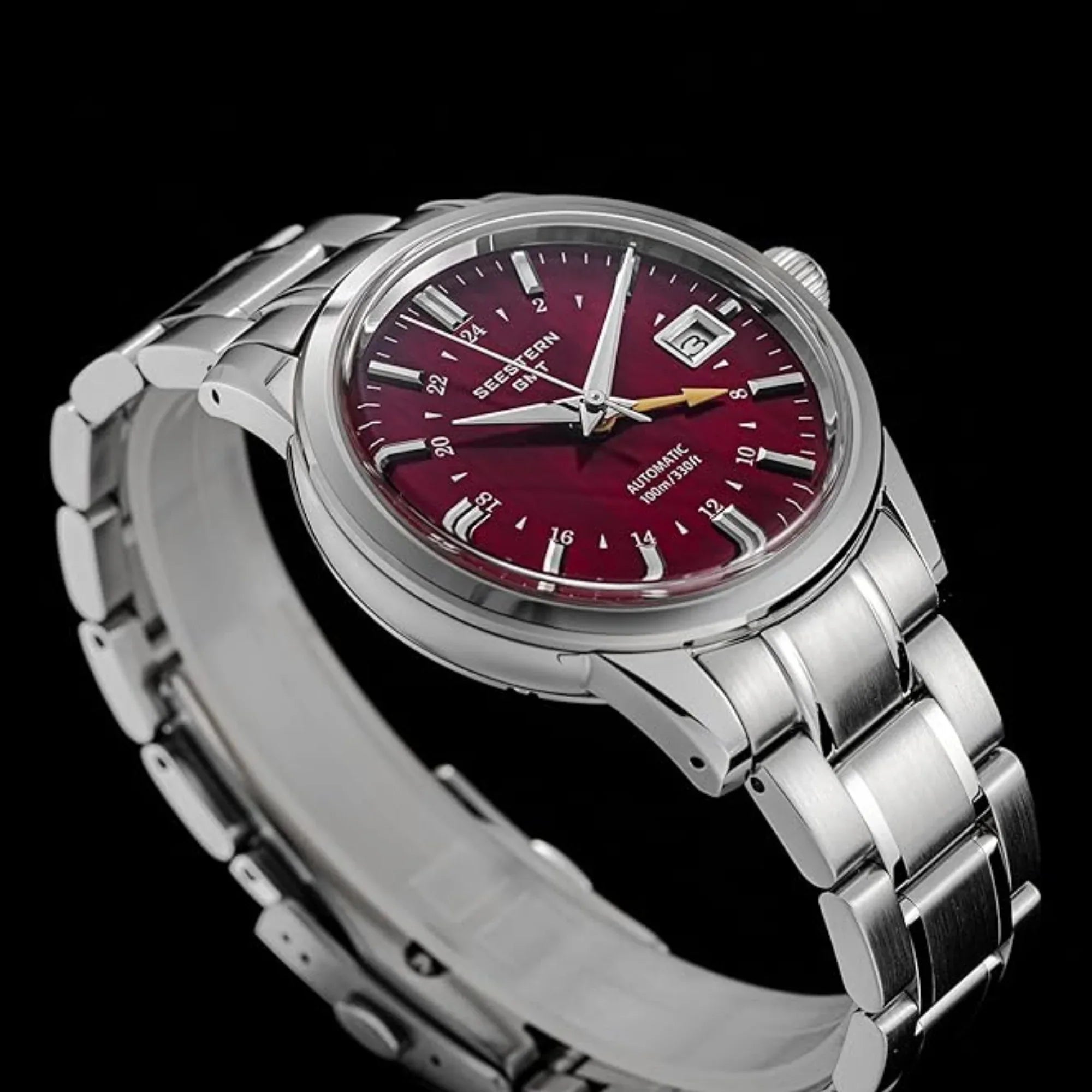 Seestern S446 GMT Watch Red Dial (Seiko NH34 GMT movement) - DREAM WATCHES