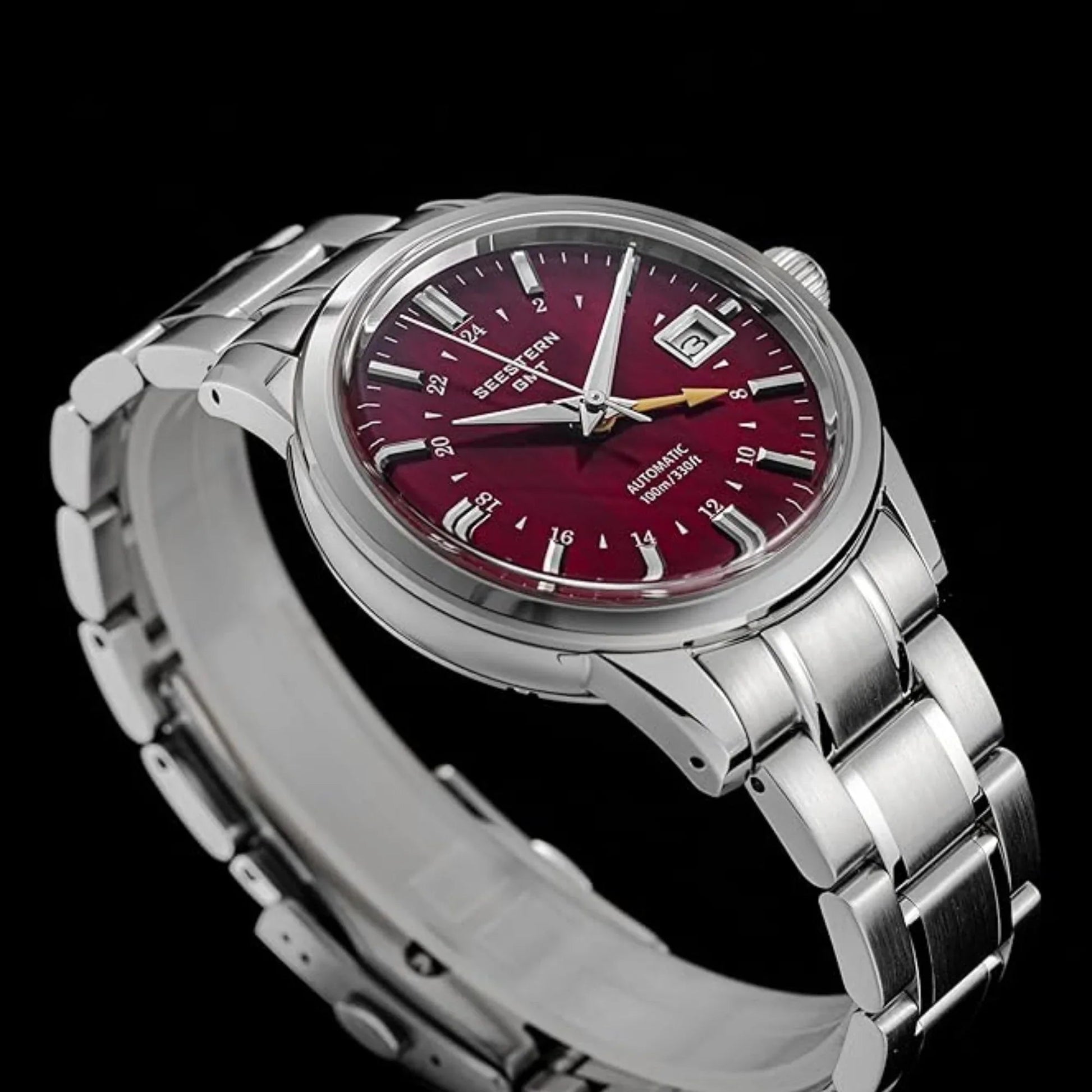 Seestern S446 GMT Watch Red Dial (Seiko NH34 GMT movement) - DREAM WATCHES