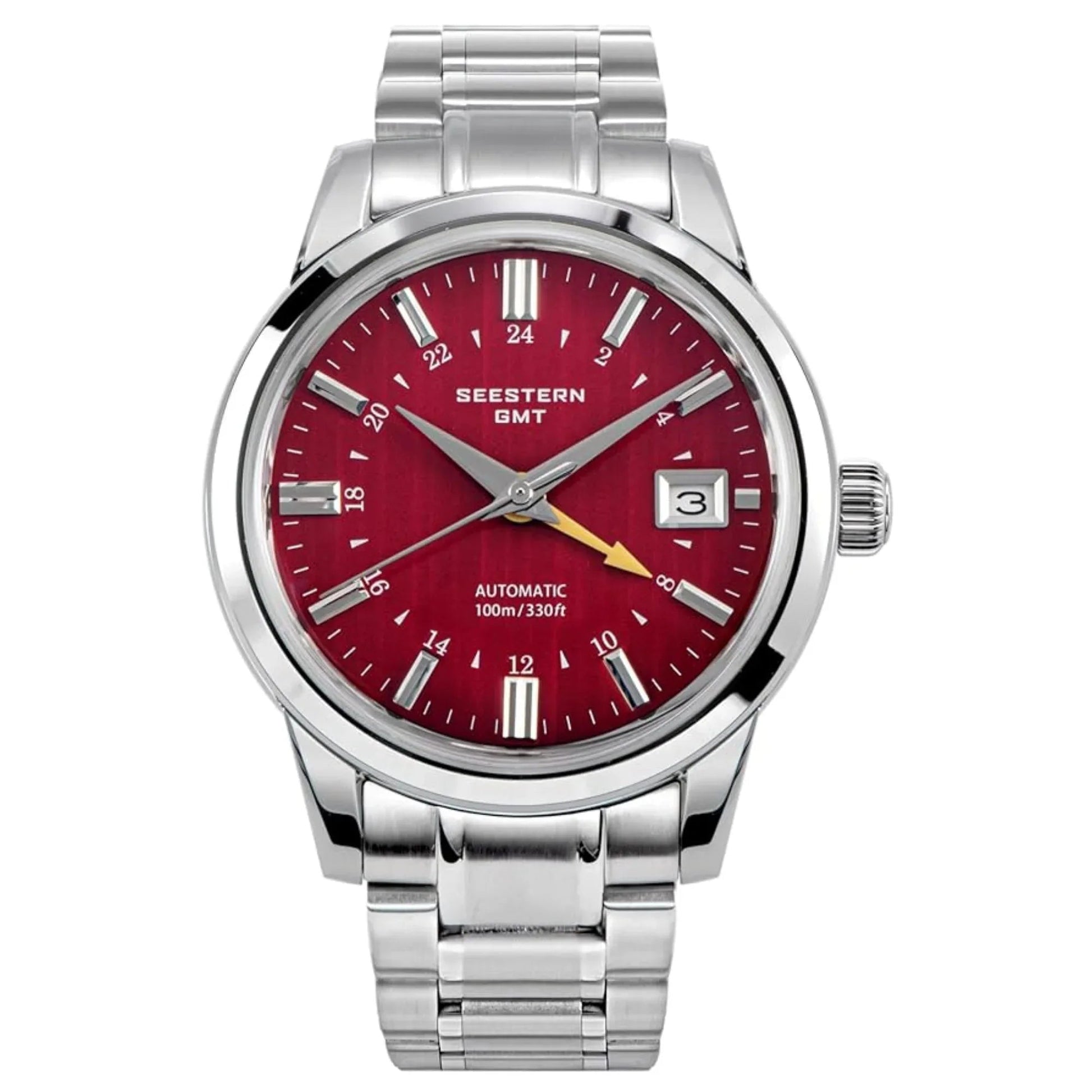 Seestern S446 GMT Watch Red Dial (Seiko NH34 GMT movement) - DREAM WATCHES