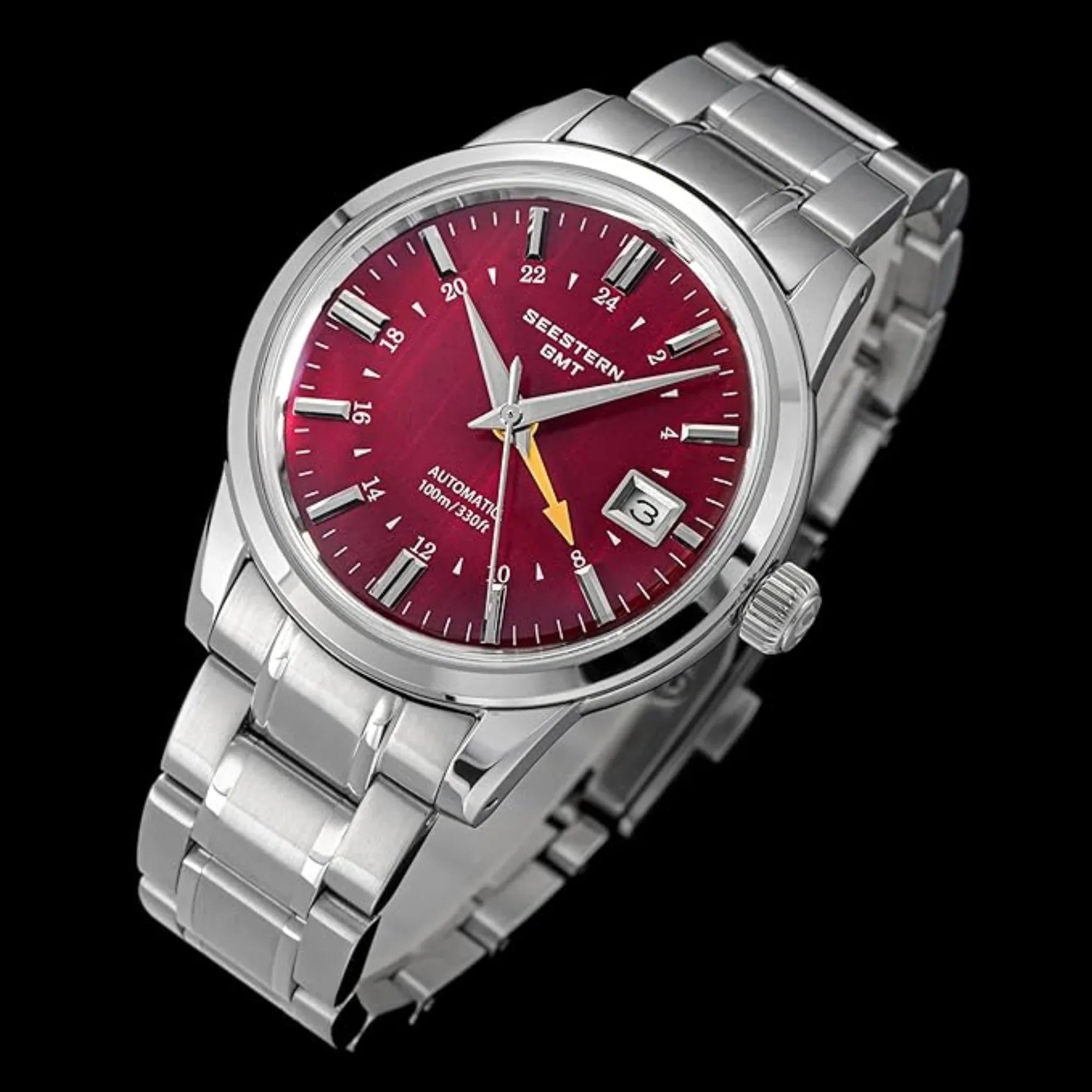 Seestern S446 GMT Watch Red Dial (Seiko NH34 GMT movement) - DREAM WATCHES