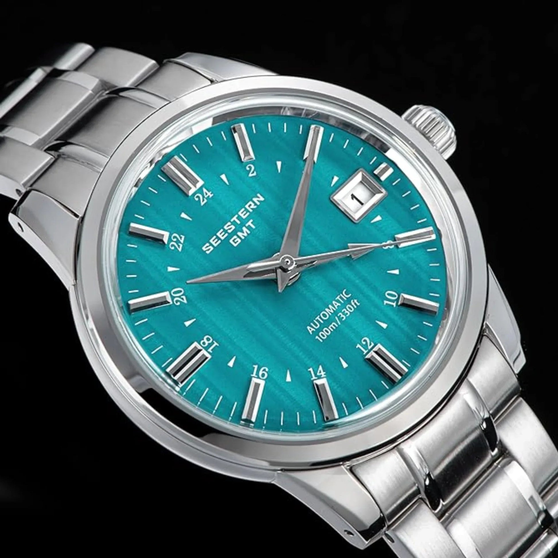 Seestern S446 GMT Watch Teal Colour Dial (Seiko NH34 GMT movement) - DREAM WATCHES