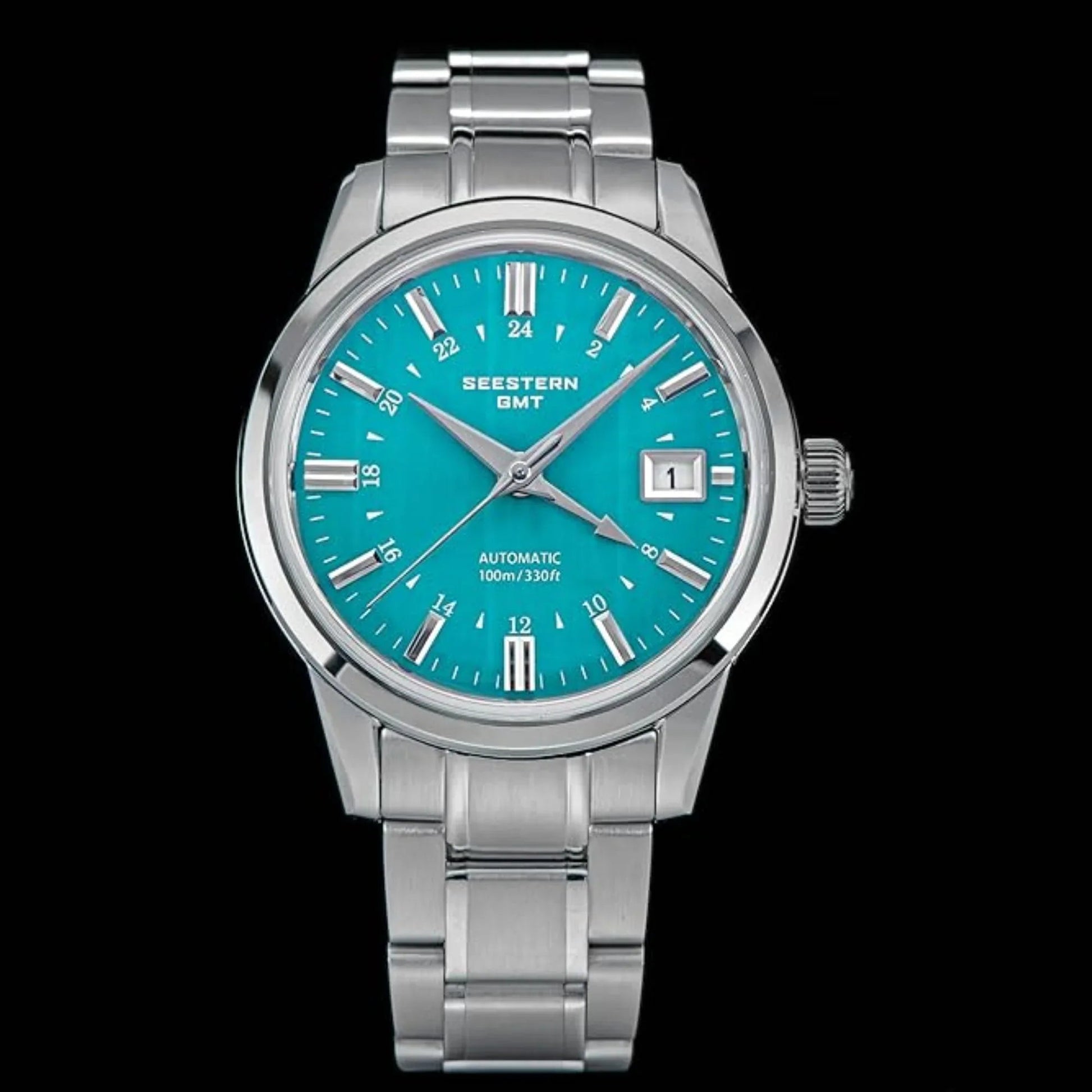 Seestern S446 GMT Watch Teal Colour Dial (Seiko NH34 GMT movement) - DREAM WATCHES
