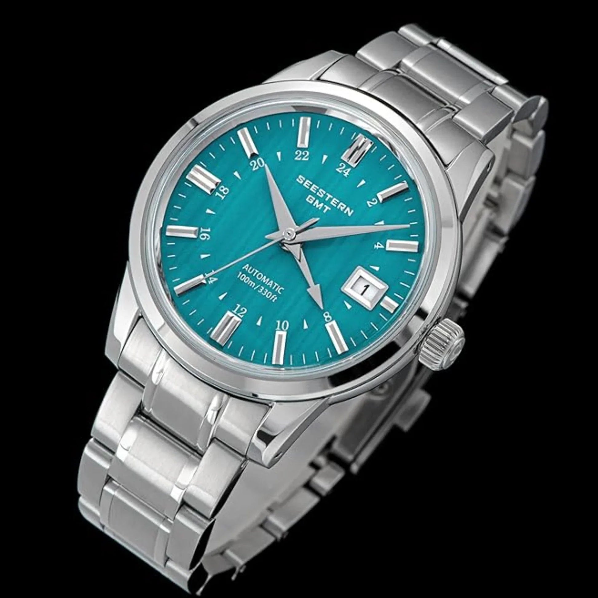 Seestern S446 GMT Watch Teal Colour Dial (Seiko NH34 GMT movement) - DREAM WATCHES