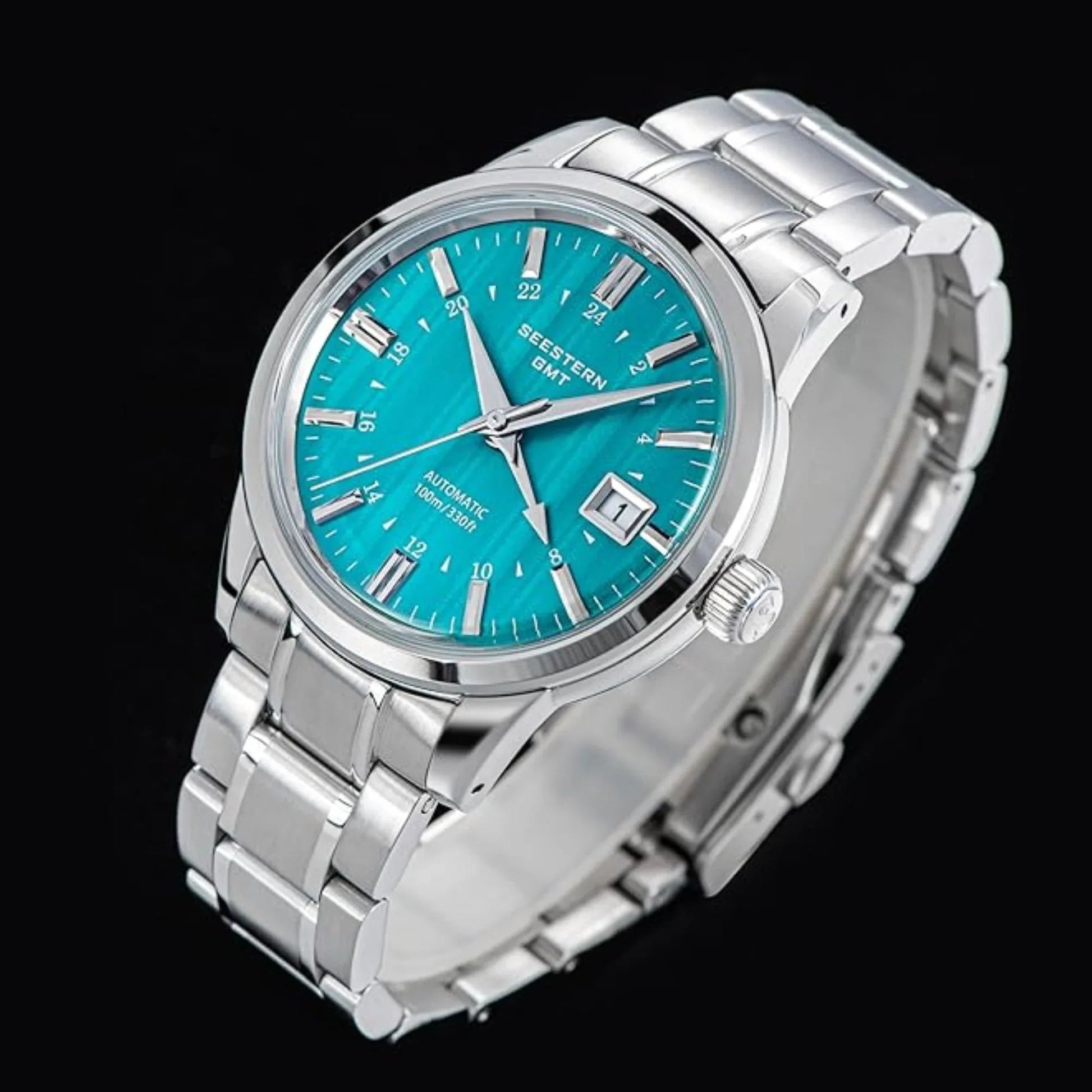 Seestern S446 GMT Watch Teal Colour Dial (Seiko NH34 GMT movement) - DREAM WATCHES