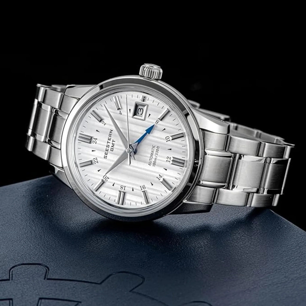 Seestern S446 GMT Watch White Dial (Seiko NH34 GMT movement) - DREAM WATCHES