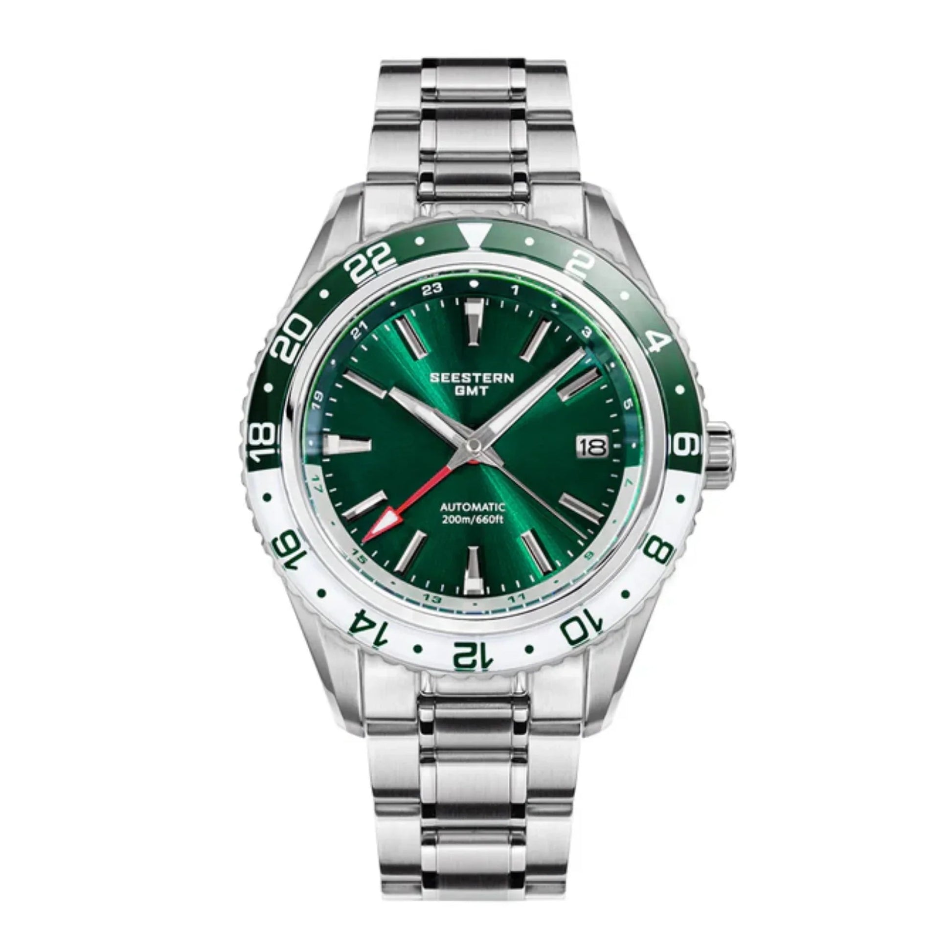 Seestern S456 GMT Automatic Burst Green Dial Automatic - DREAM WATCHES