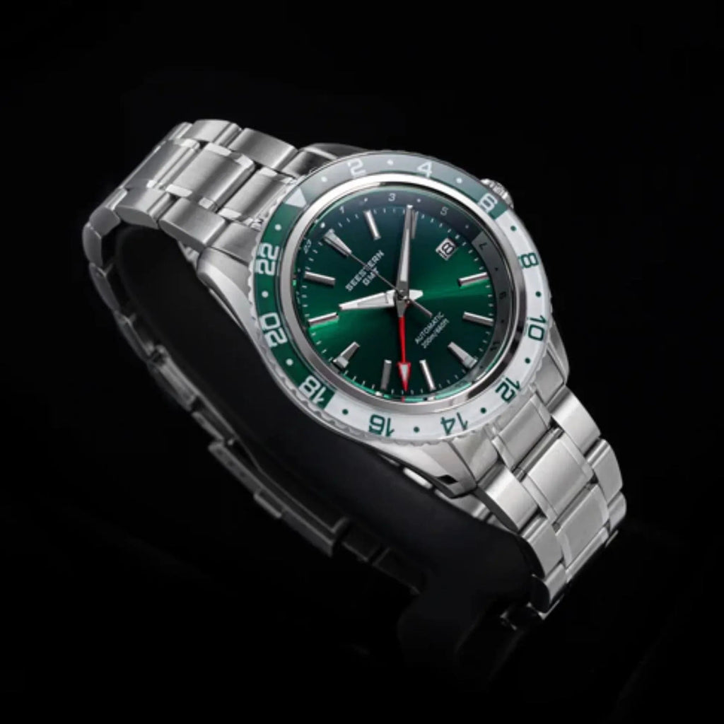 Seestern S456 GMT Automatic Burst Green Dial Automatic - DREAM WATCHES