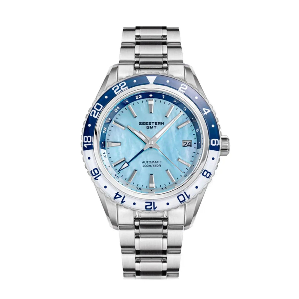 Seestern S456 GMT Automatic Light Blue Pearl Dial Automatic - DREAM WATCHES