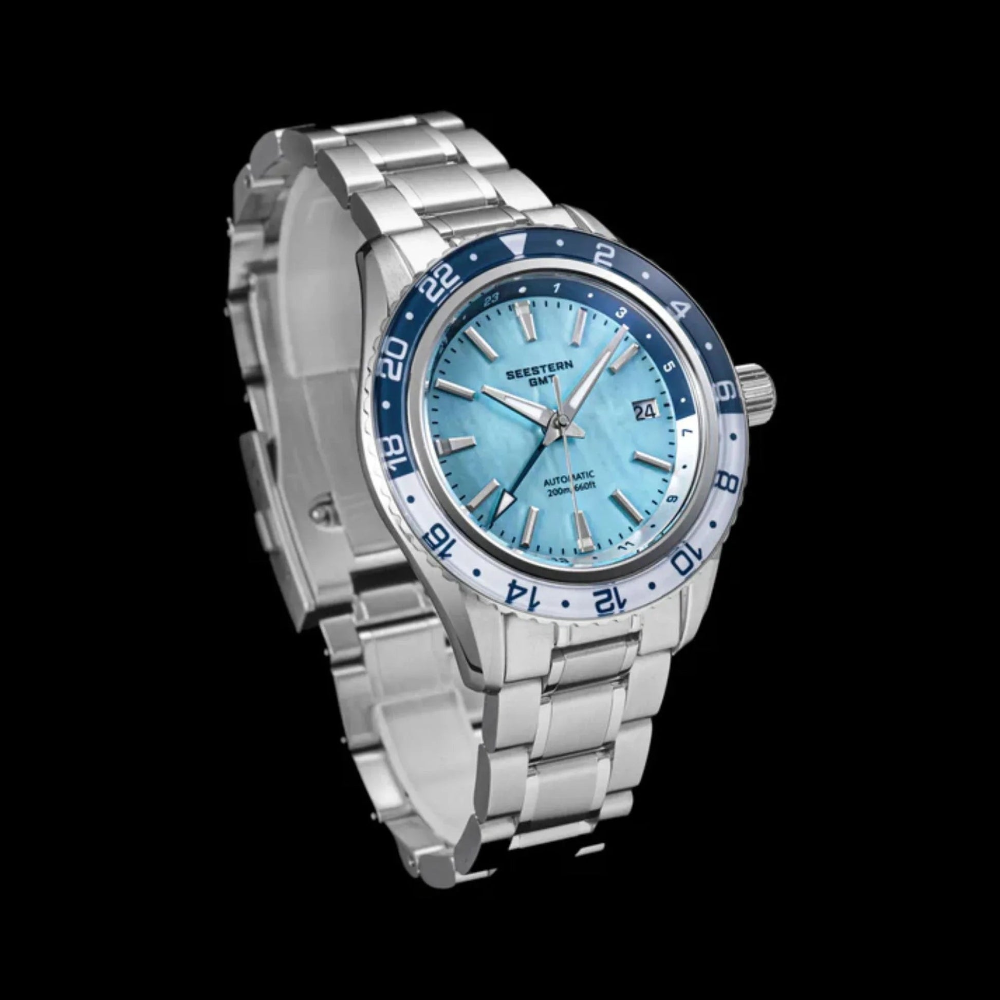 Seestern S456 GMT Automatic Light Blue Pearl Dial Automatic - DREAM WATCHES
