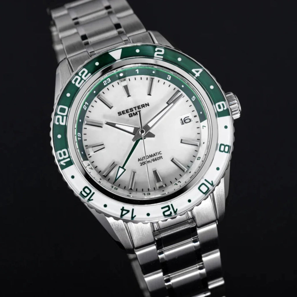 Seestern S456 GMT Automatic White Pearl Dial Automatic - DREAM WATCHES