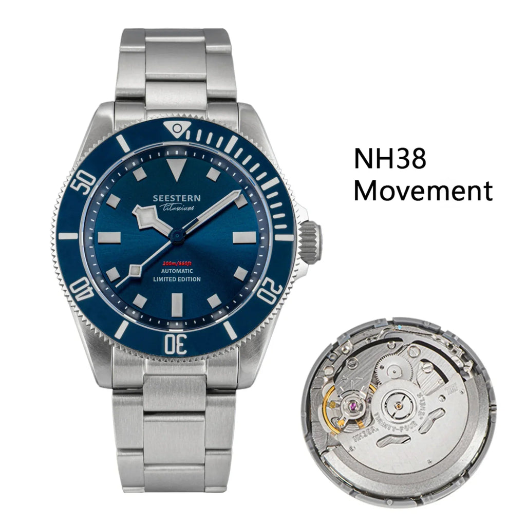 SEESTERN Titaniumn S430 Genuine Professional 20ATM Diver Limited Edition Mens Sport Watch - Blue - DREAM WATCHES