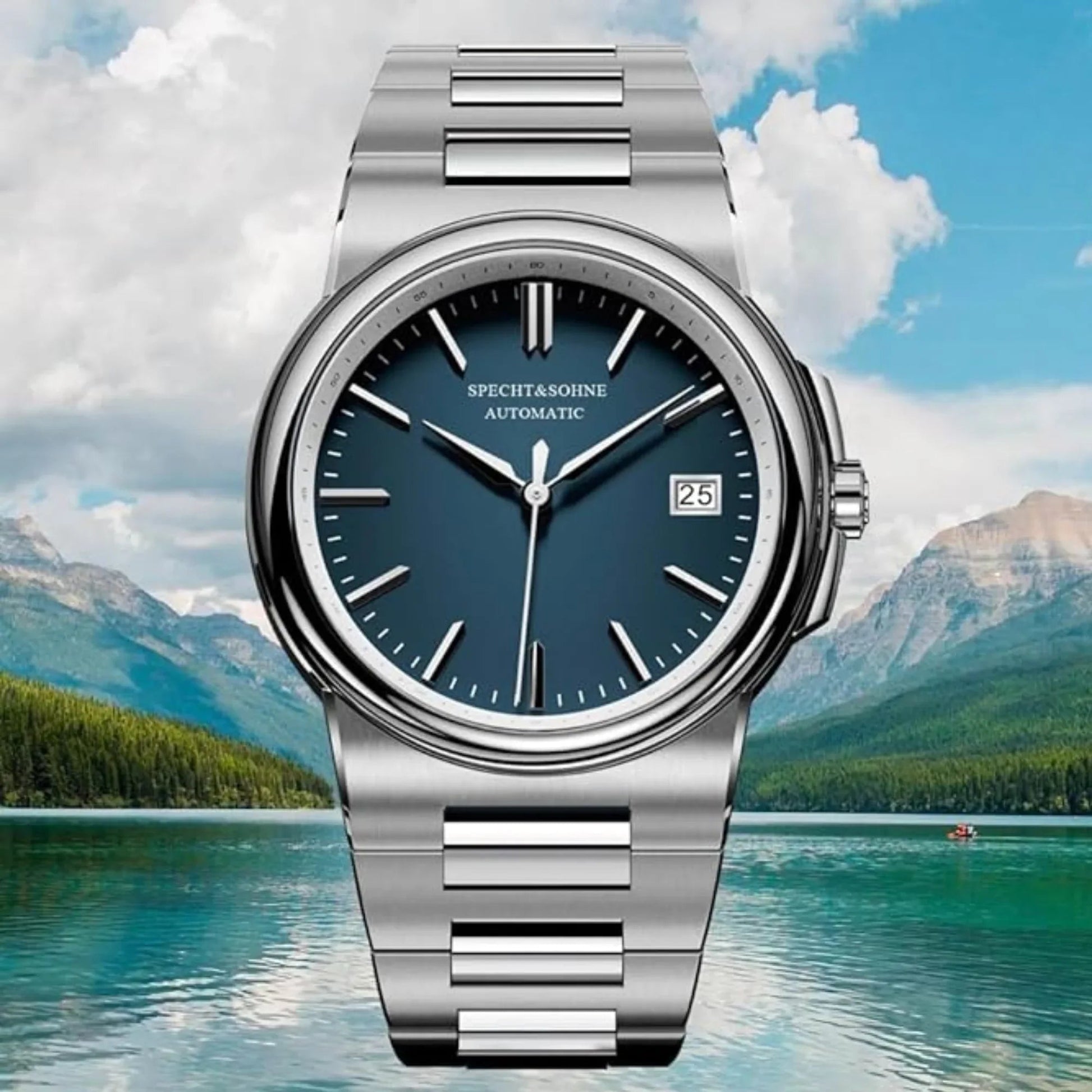 Specht & Sohne 38MM Automatic Stainless Steel Watch with Seiko NH35 movement - Blue - DREAM WATCHES