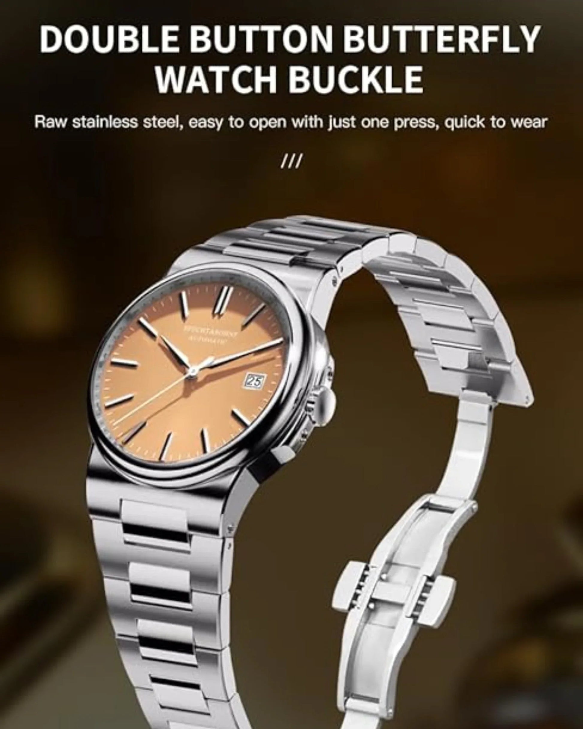 Specht & Sohne 38MM Automatic Stainless Steel Watch with Seiko NH35 movement - Salmon - DREAM WATCHES
