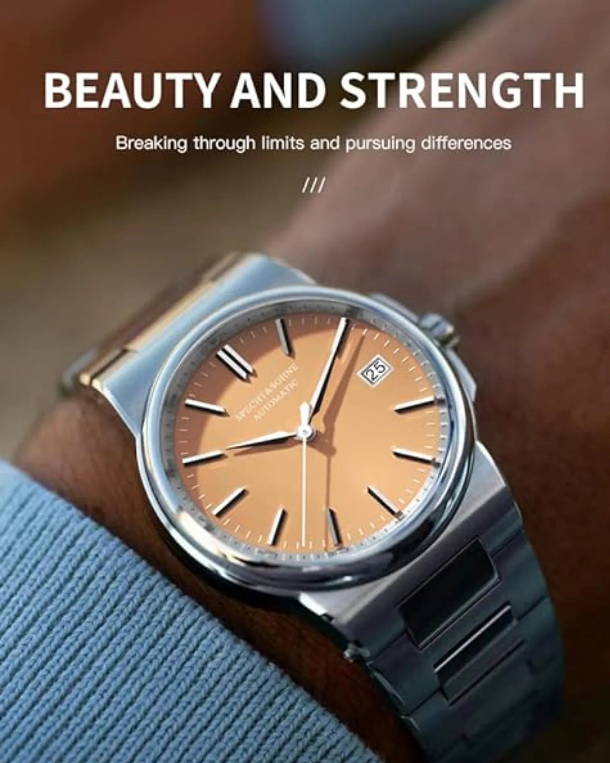 Specht & Sohne 38MM Automatic Stainless Steel Watch with Seiko NH35 movement - Salmon - DREAM WATCHES