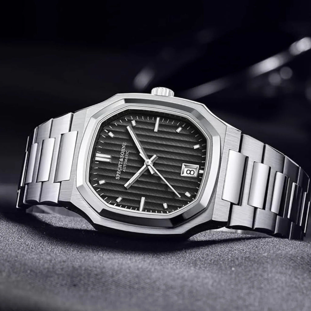 SPECHT & SOHNE 38MM Elegant Automatic Stainless Steel Sapphire Crystal - Black Dial - DREAM WATCHES