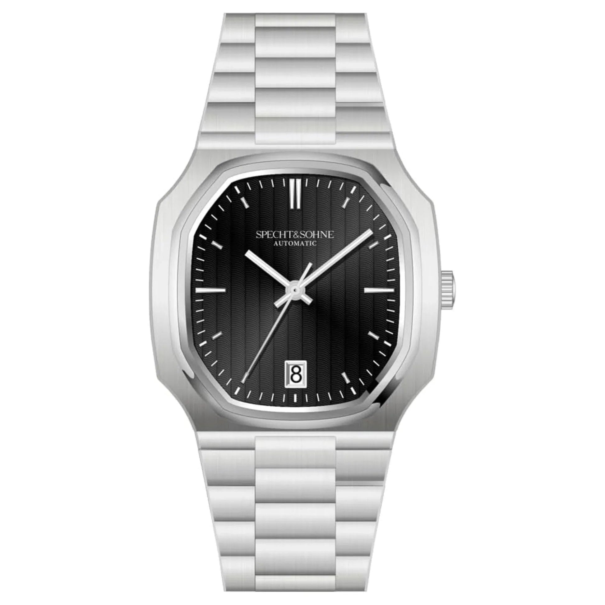 SPECHT & SOHNE 38MM Elegant Automatic Stainless Steel Sapphire Crystal - Black Dial - DREAM WATCHES