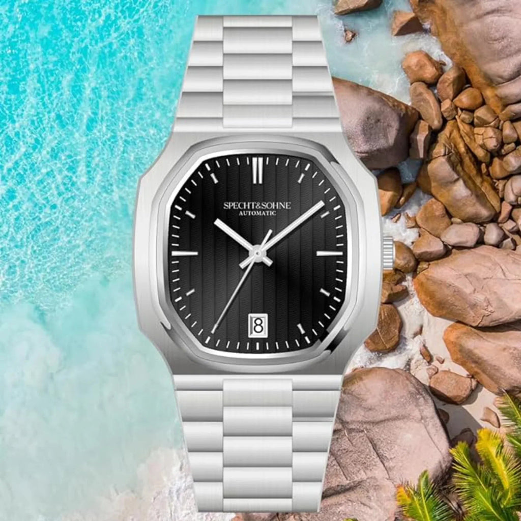 SPECHT & SOHNE 38MM Elegant Automatic Stainless Steel Sapphire Crystal - Black Dial - DREAM WATCHES