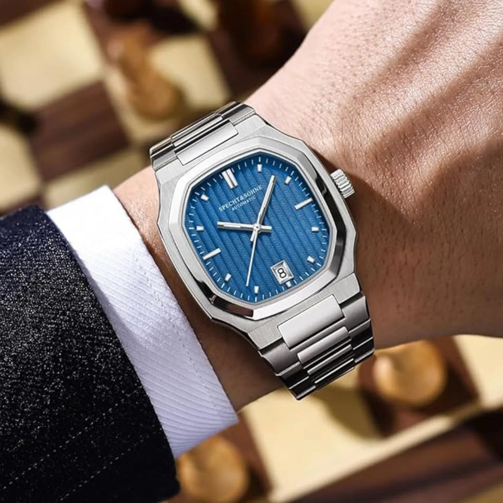 SPECHT & SOHNE 38MM Elegant Automatic Stainless Steel Sapphire Crystal - Blue Dial - DREAM WATCHES