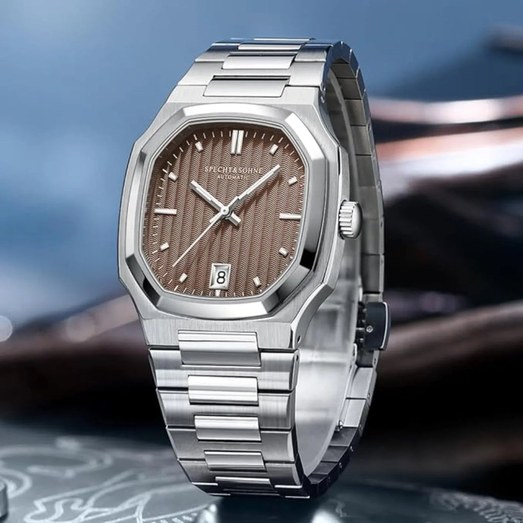 SPECHT & SOHNE 38MM Elegant Automatic Stainless Steel Sapphire Crystal - Brown Dial - DREAM WATCHES