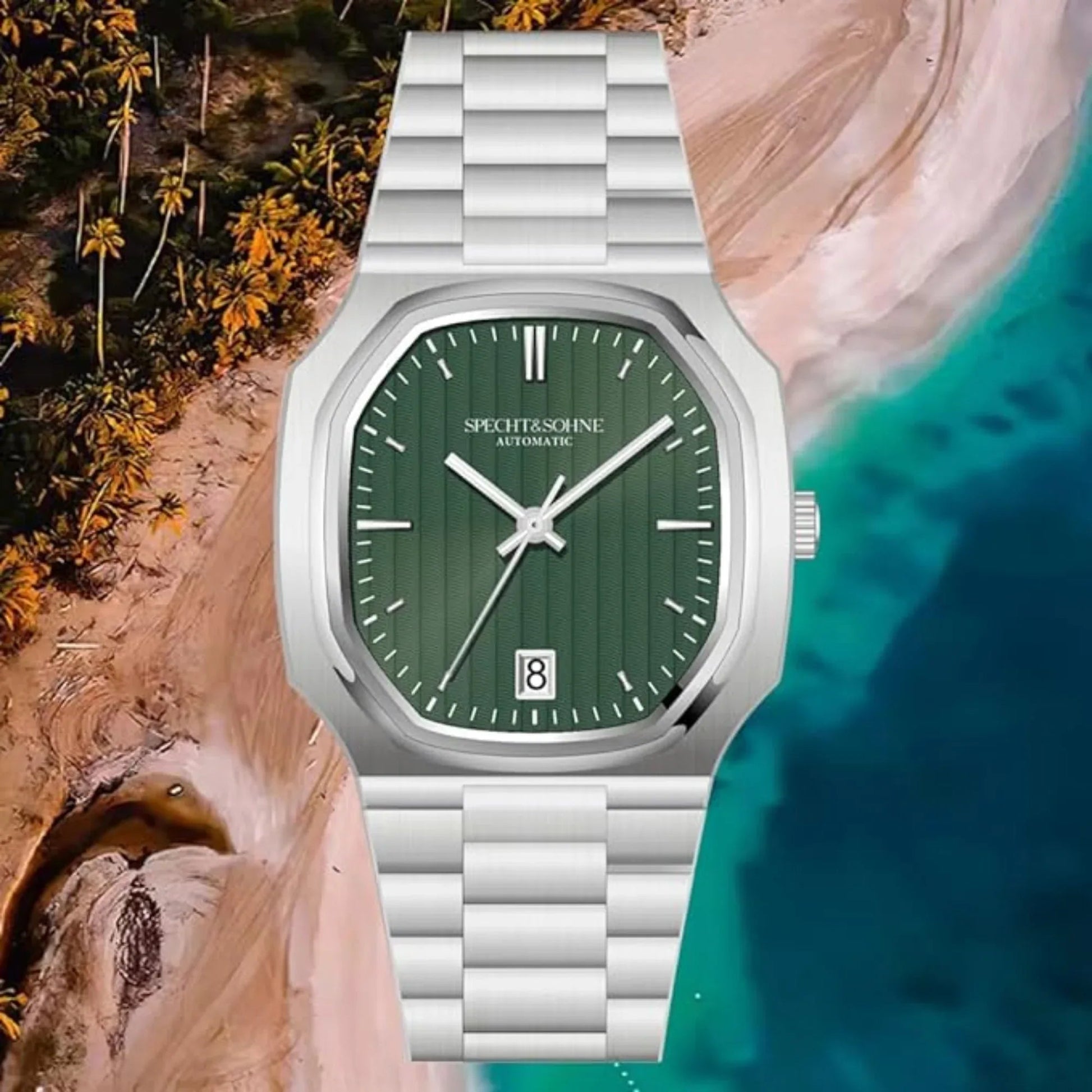SPECHT & SOHNE 38MM Elegant Automatic Stainless Steel Sapphire Crystal - Green Dial - DREAM WATCHES