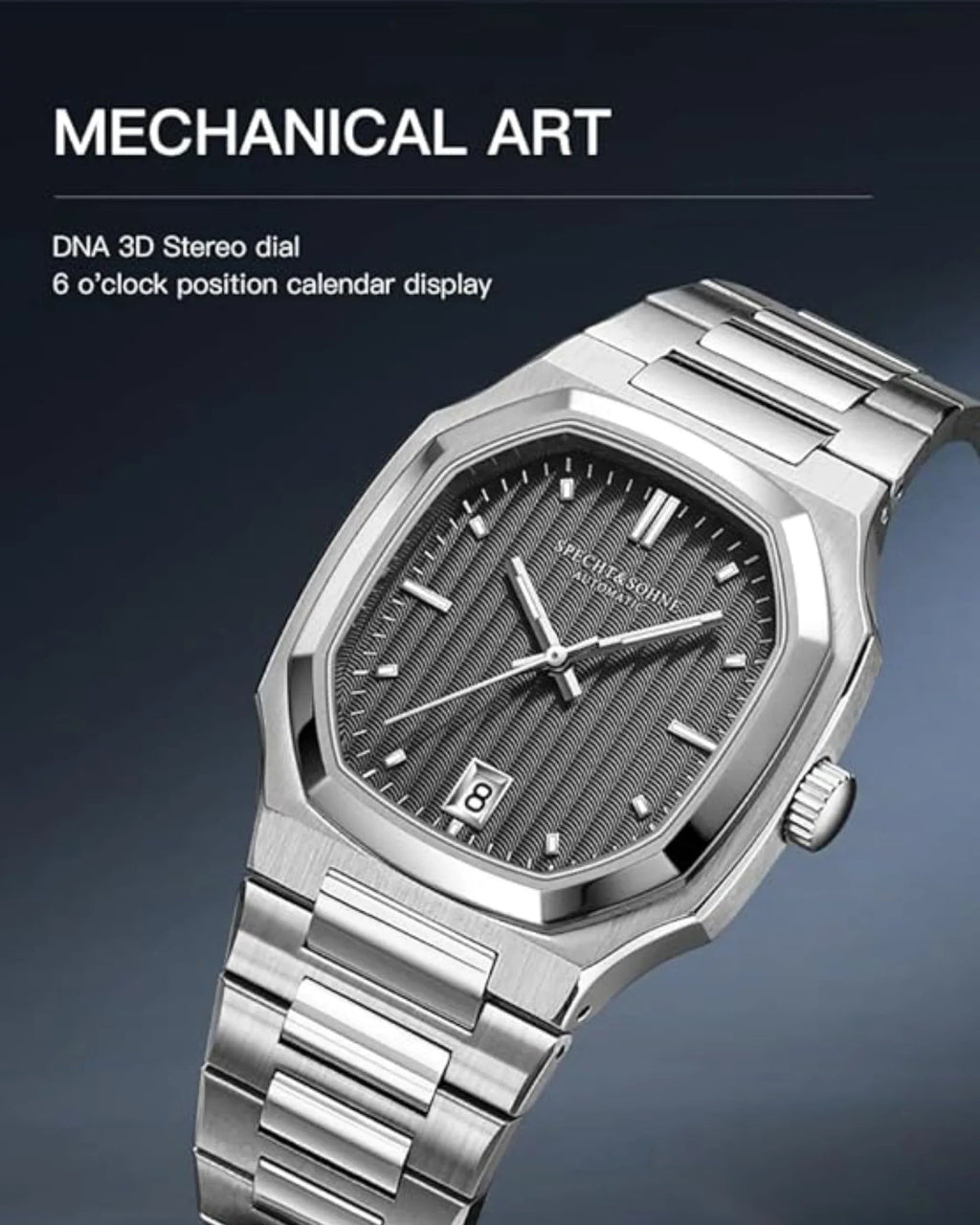 SPECHT & SOHNE 38MM Elegant Automatic Stainless Steel Sapphire Crystal - White Dial - DREAM WATCHES