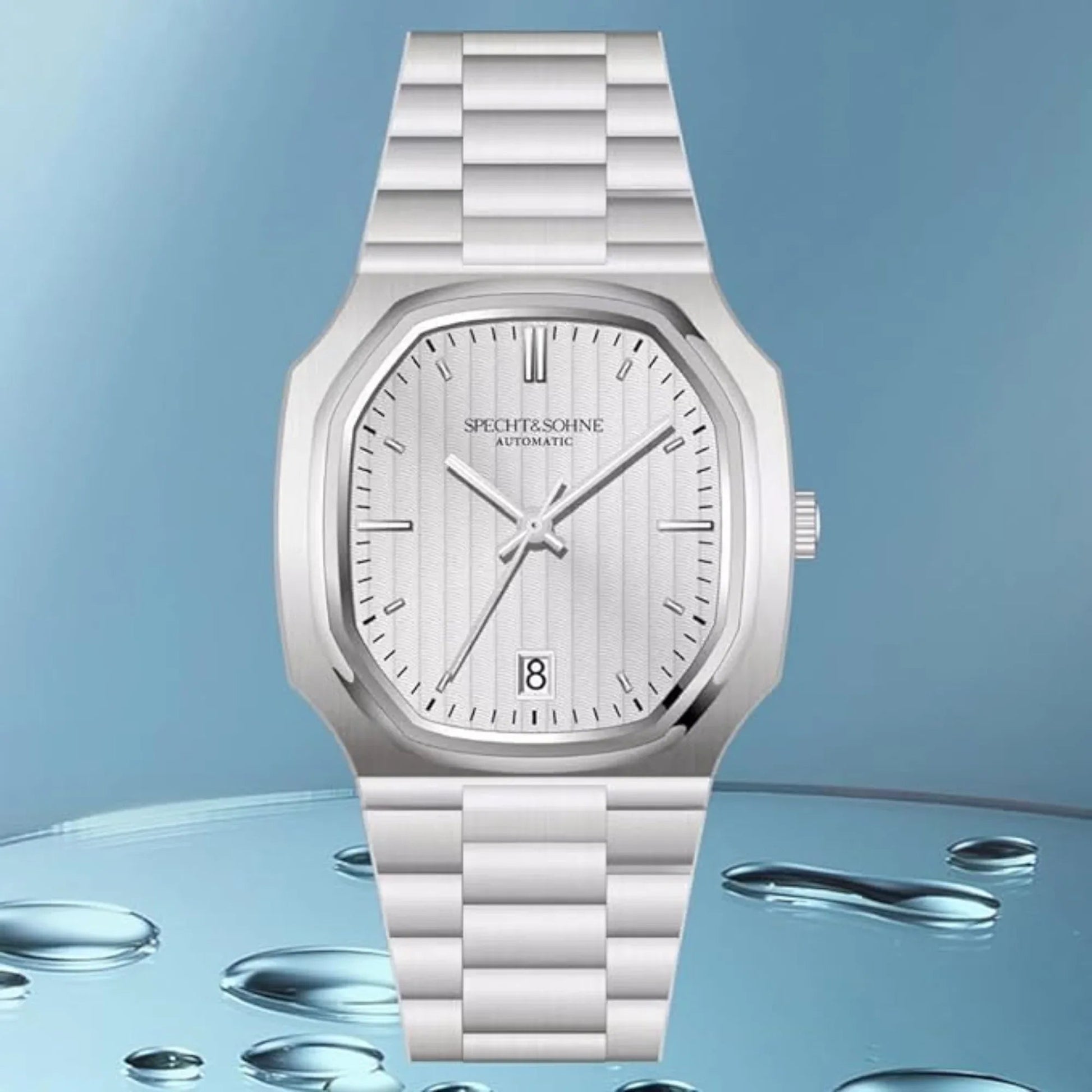 SPECHT & SOHNE 38MM Elegant Automatic Stainless Steel Sapphire Crystal - White Dial - DREAM WATCHES