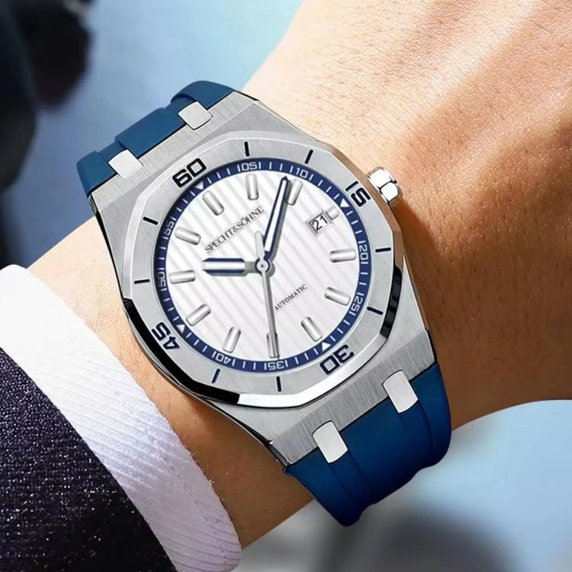 Specht & Sohne 40mm Automatic Mechanical Watches Rubber Relogio Masculino Waterproof SP00018 - DREAM WATCHES