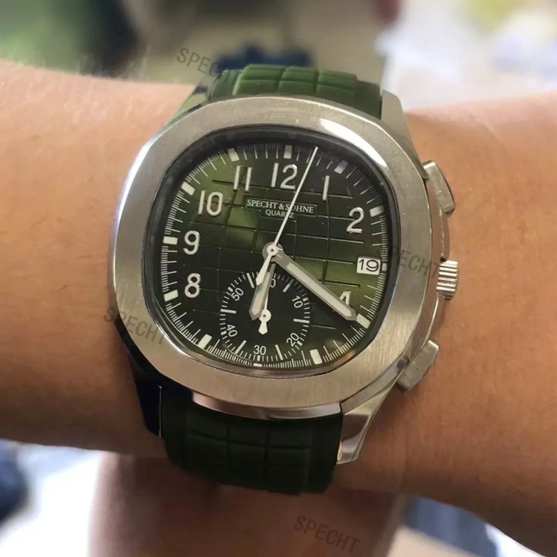 SPECHT & SOHNE 42MM Mens Japanese Movement Chronograph Quartz Wristwatch 50M Waterproof - Green - DREAM WATCHES