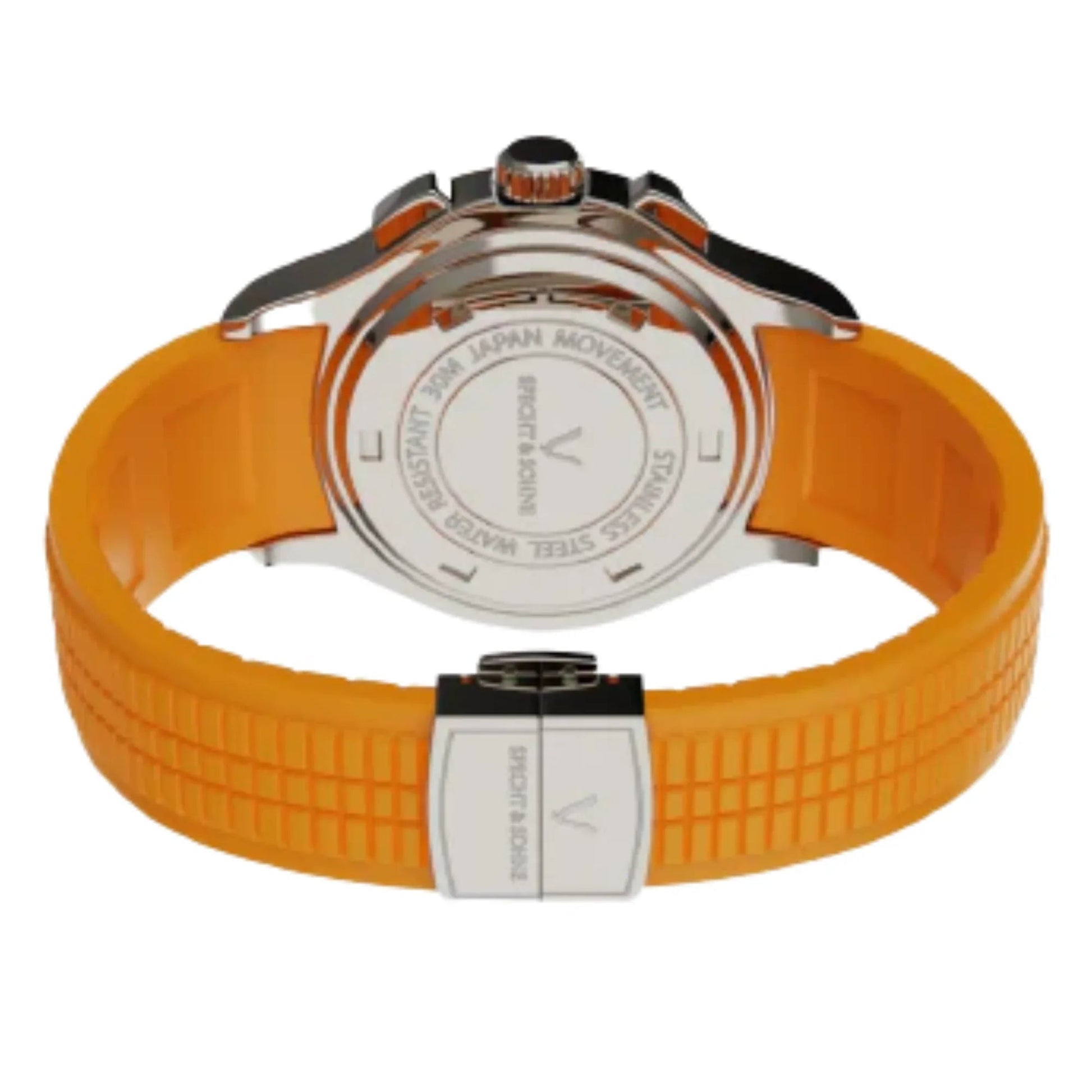 SPECHT & SOHNE 42MM Mens Japanese Movement Chronograph Quartz Wristwatch 50M Waterproof - Orange - DREAM WATCHES