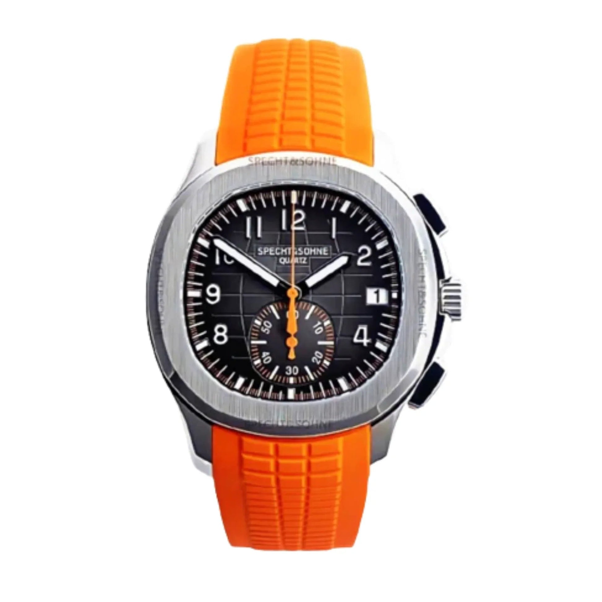 SPECHT & SOHNE 42MM Mens Japanese Movement Chronograph Quartz Wristwatch 50M Waterproof - Orange - DREAM WATCHES