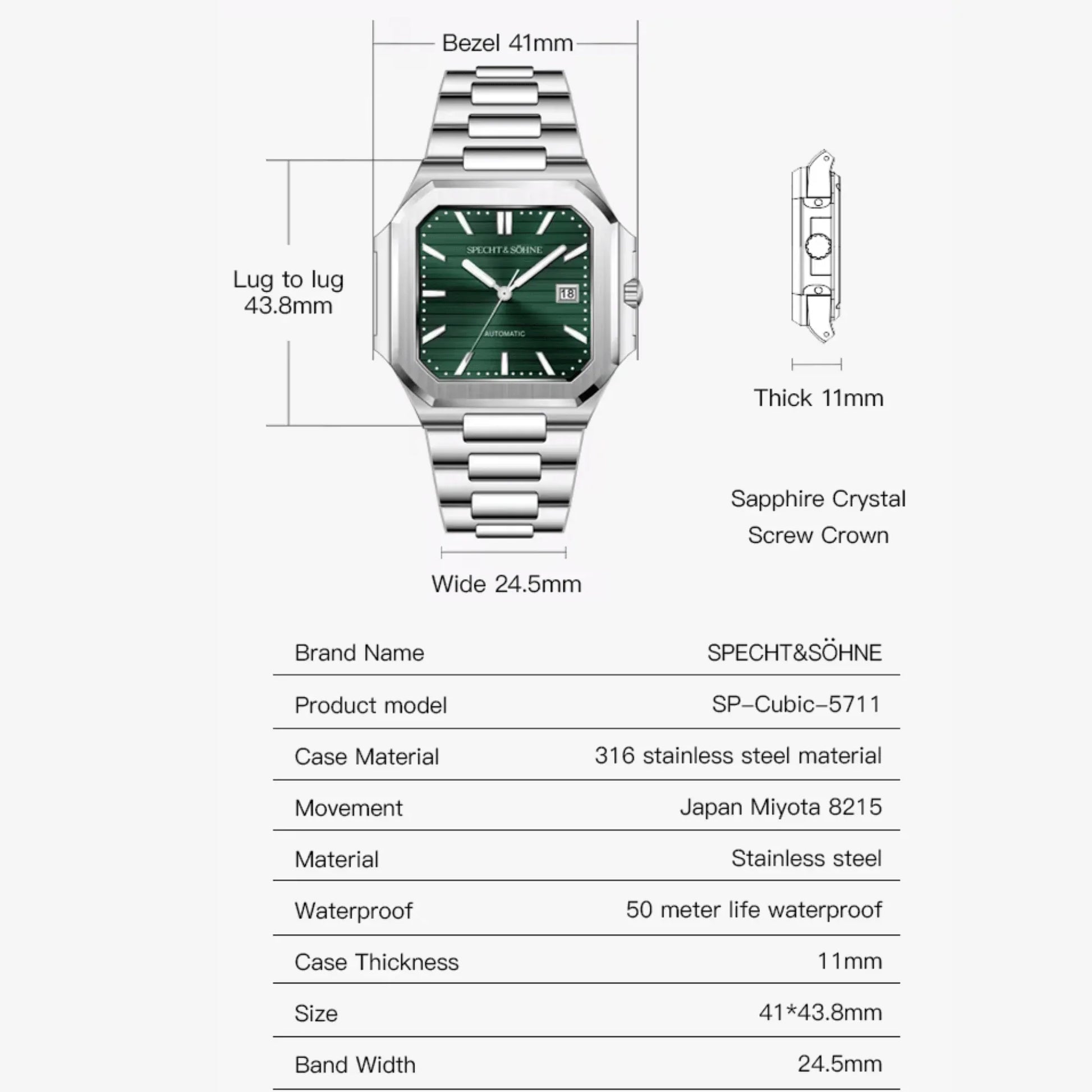 Specht & Sohne Cubic-L Automatic Homage Watch - DREAM WATCHES