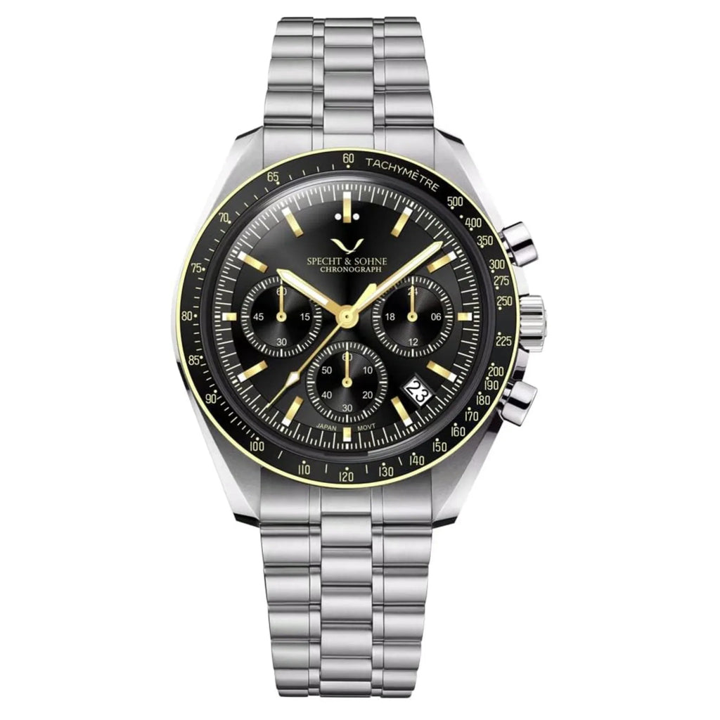 Specht & Sohne Moon Wristwatch with Japanese VK63 Chronograph Meca-Quartz Stainless Steel Sapphire Sport Watch - DREAM WATCHES