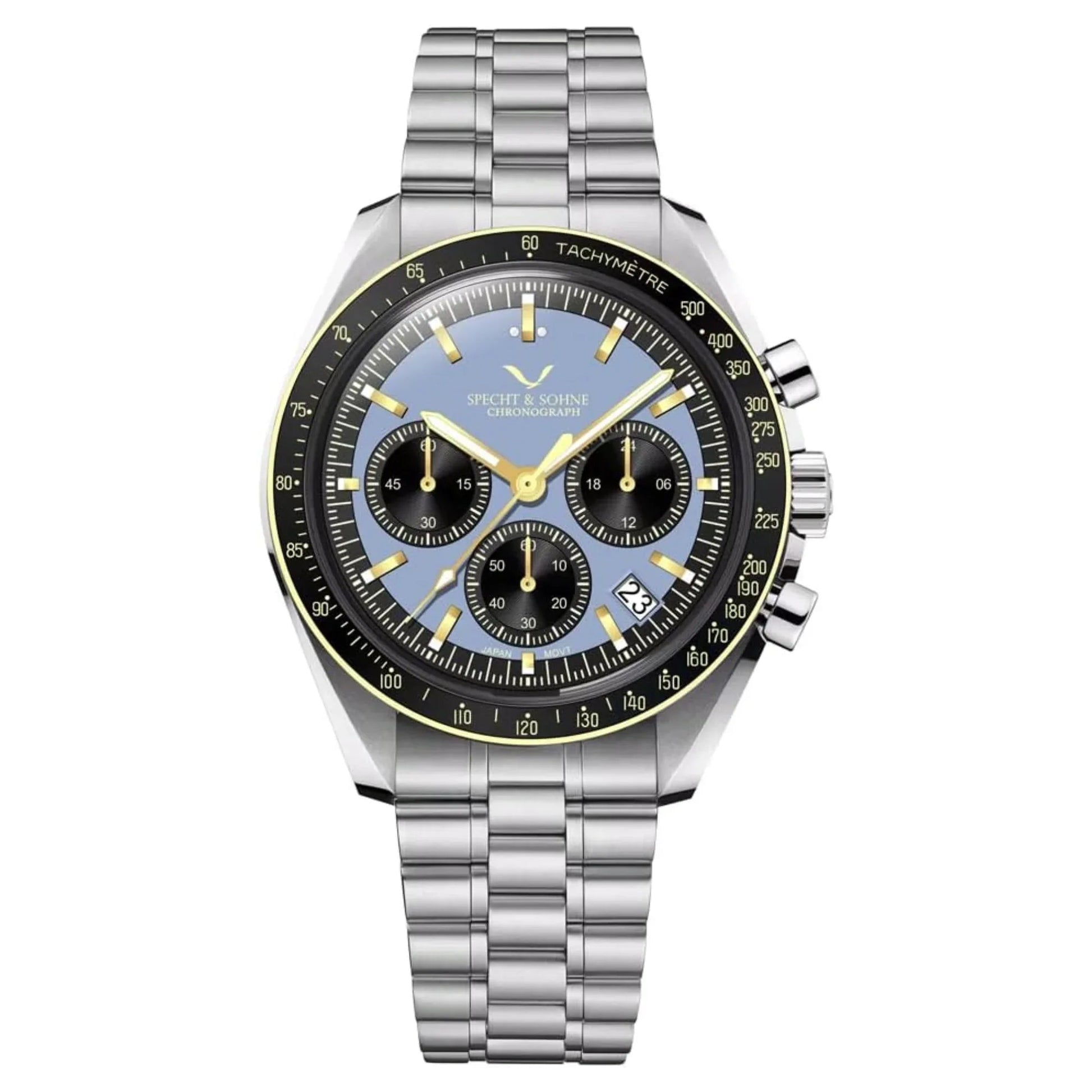 Specht & Sohne Moon Wristwatch with Japanese VK63 Chronograph Meca-Quartz Stainless Steel Sapphire Sport Watch - DREAM WATCHES