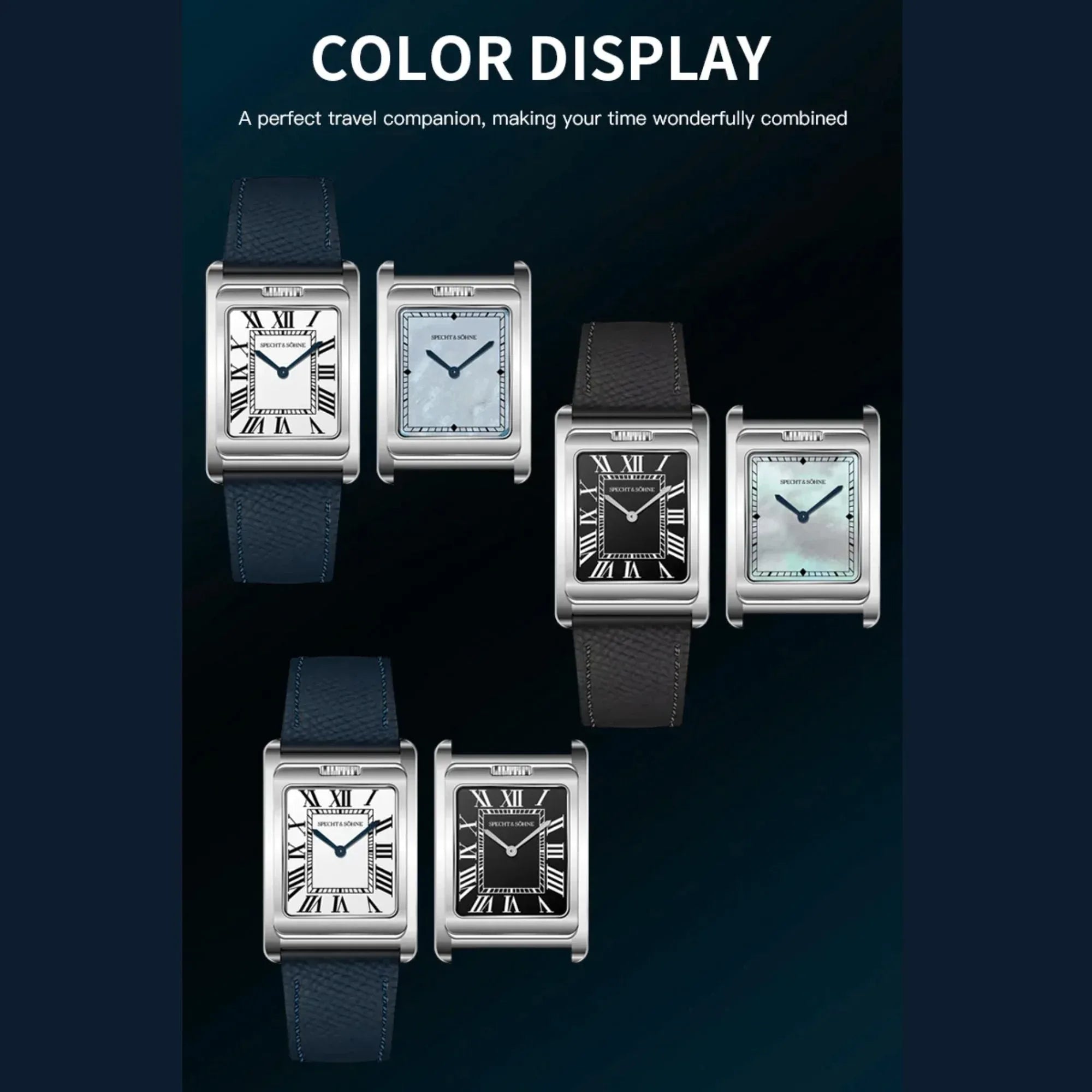 Specht & Söhne Square Double Face Men's Watches Stainless Steel Sapphire Crystal watch - DREAM WATCHES