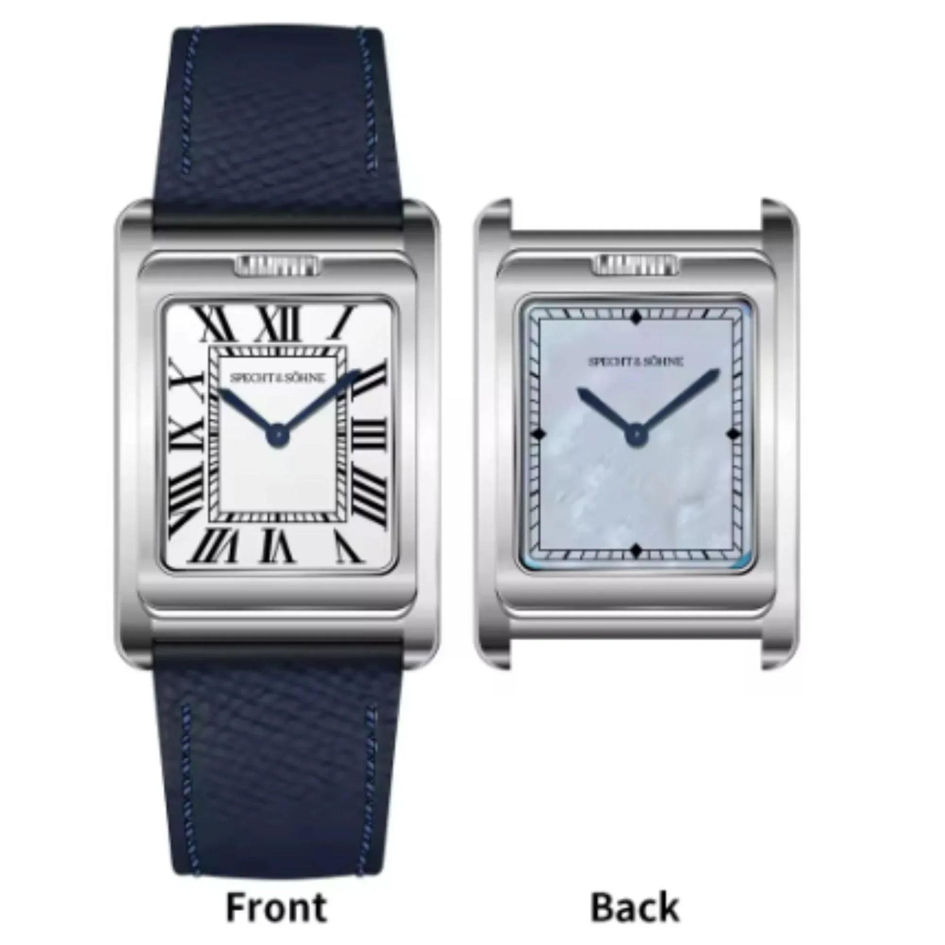 Specht & Söhne Square Double Face Men's Watches Stainless Steel Sapphire Crystal watch - DREAM WATCHES