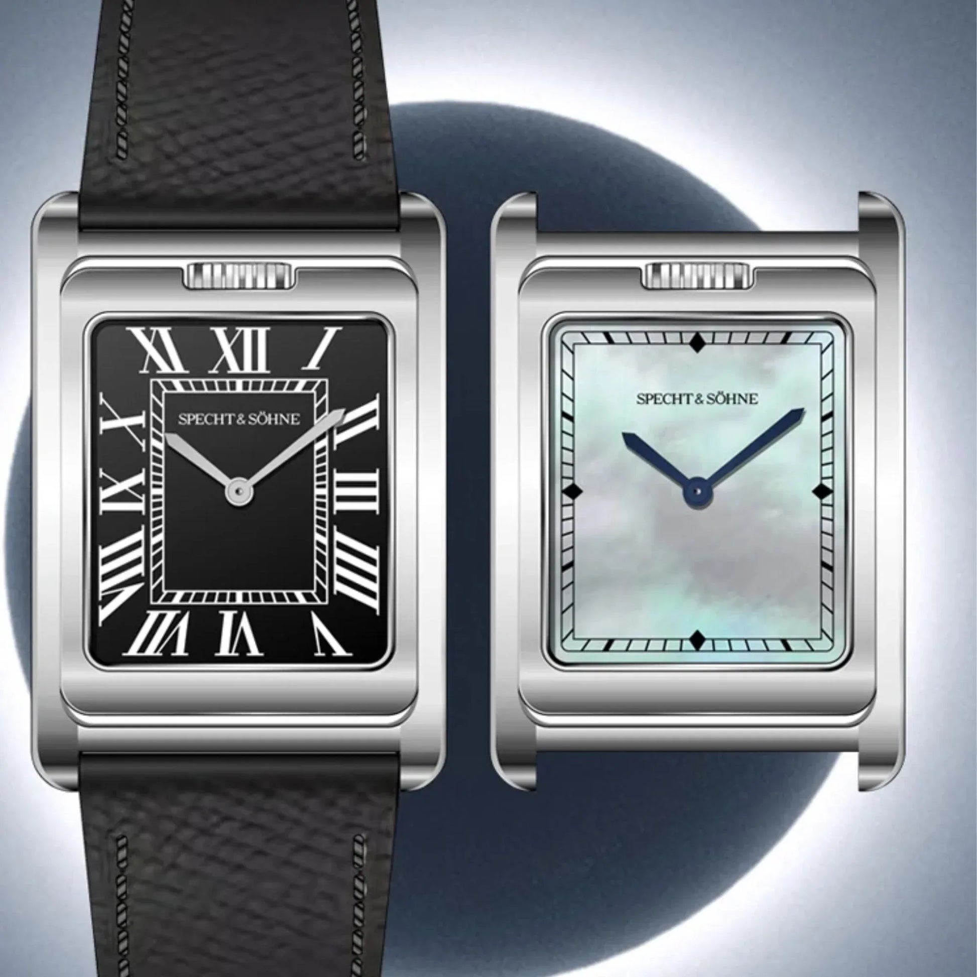 Specht & Söhne Square Double Face Men's Watches Stainless Steel Sapphire Crystal watch - DREAM WATCHES