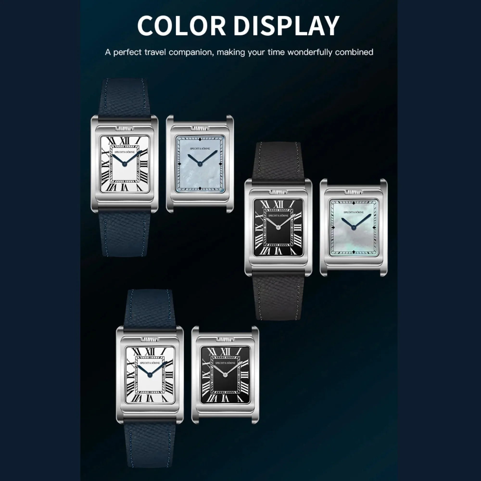 Specht & Söhne Square Double Face Men's Watches Stainless Steel Sapphire Crystal watch - DREAM WATCHES